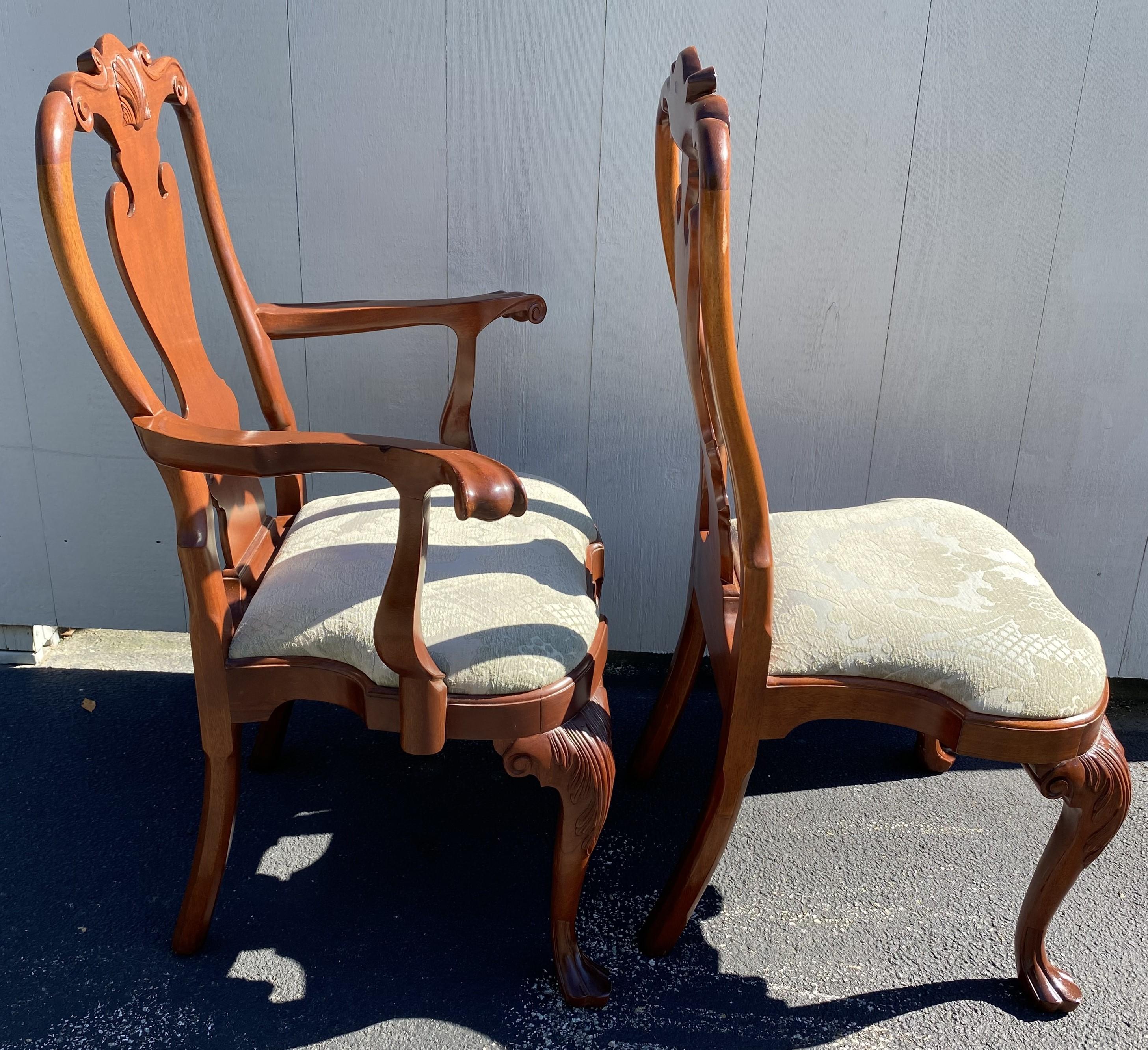 20th Century Set of 10 Mahogany Shell Carved Colonial Williamsburg Dining Chairs by Stickley