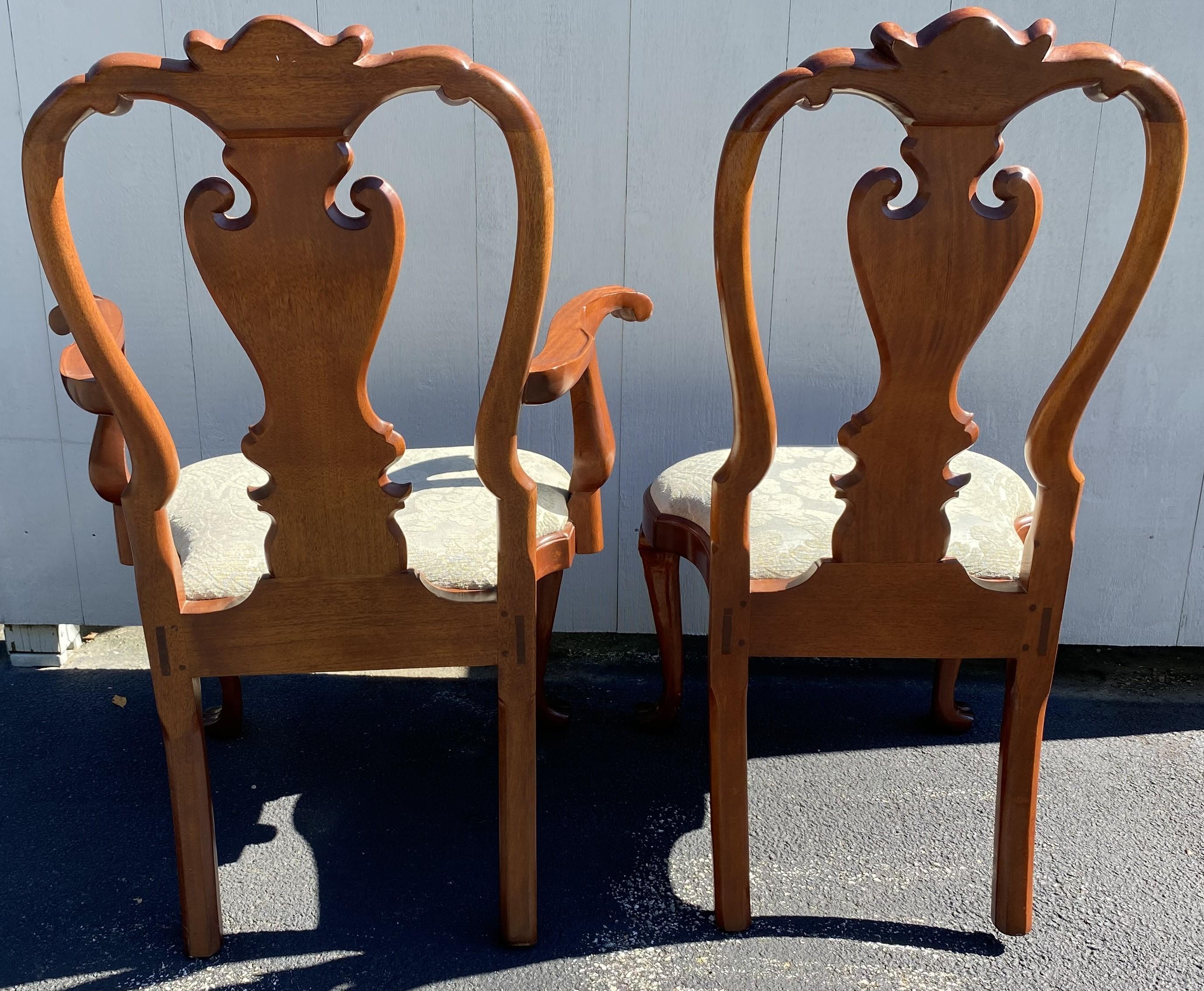 Set of 10 Mahogany Shell Carved Colonial Williamsburg Dining Chairs by Stickley 1