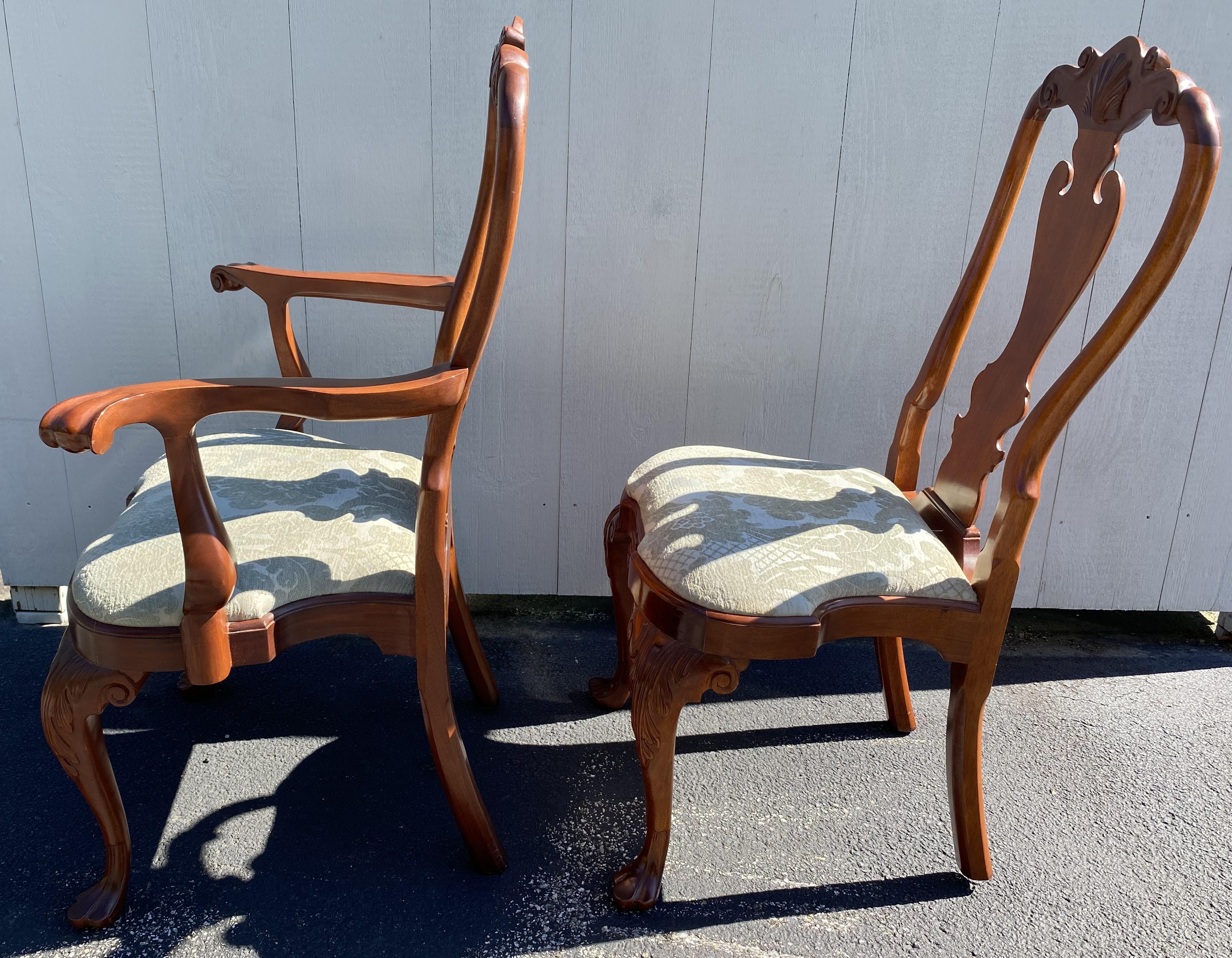 Set of 10 Mahogany Shell Carved Colonial Williamsburg Dining Chairs by Stickley 2