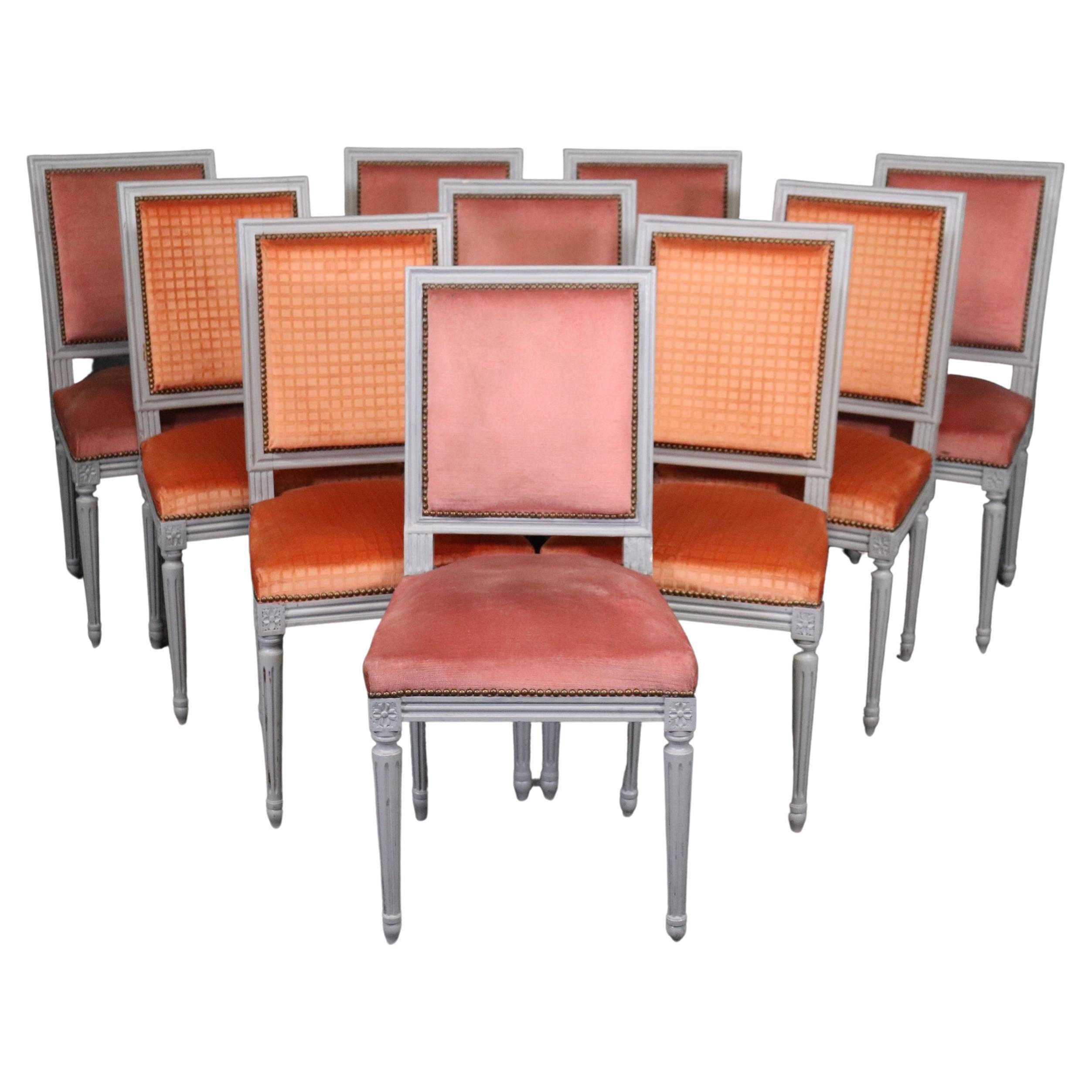 10 Exceptional Paint Decorated French Maison Jansen Dining Chairs Circa