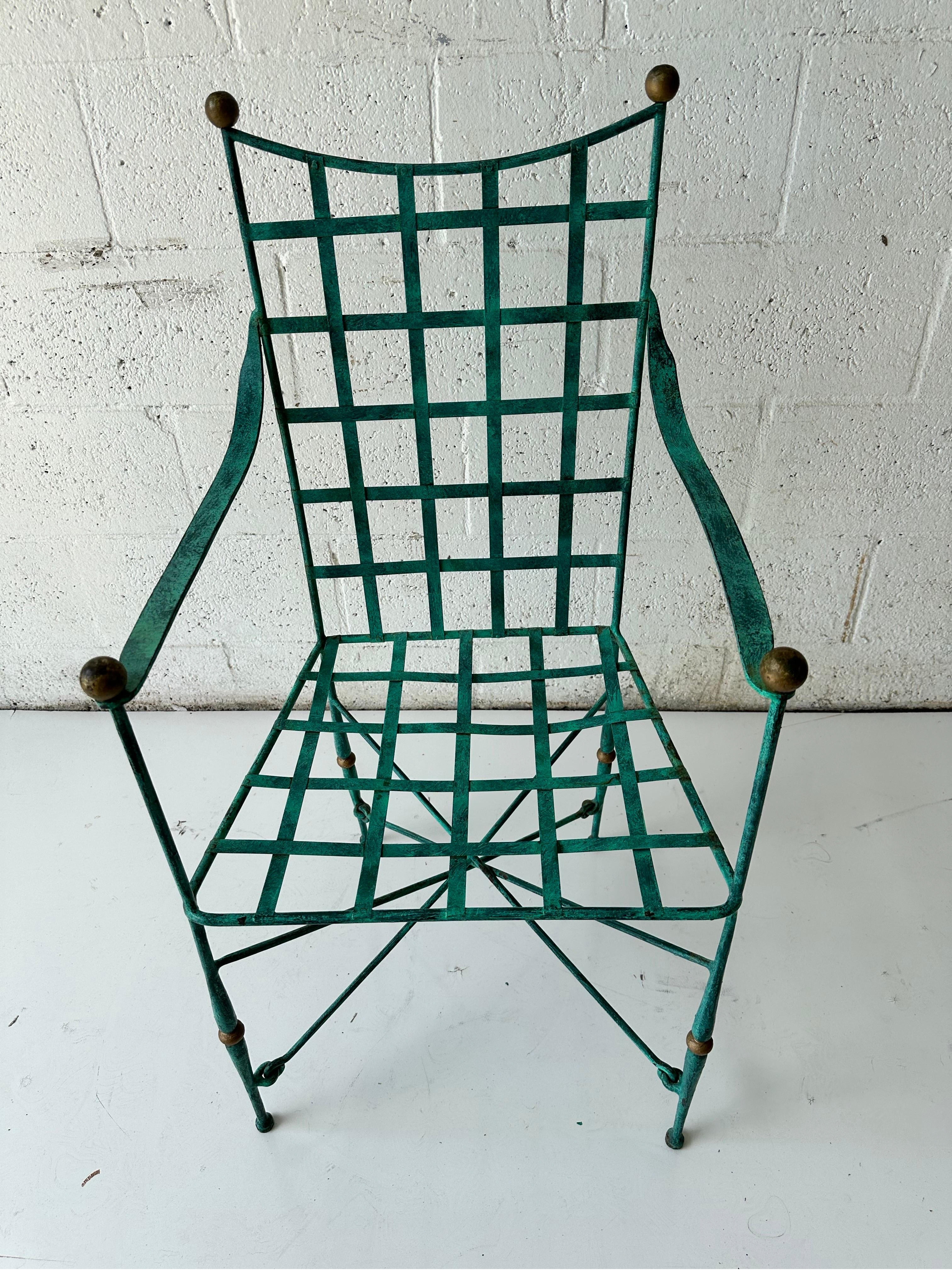 Set of 10 Maison Jansen  Style wrought  iron Armchair  For Sale 4