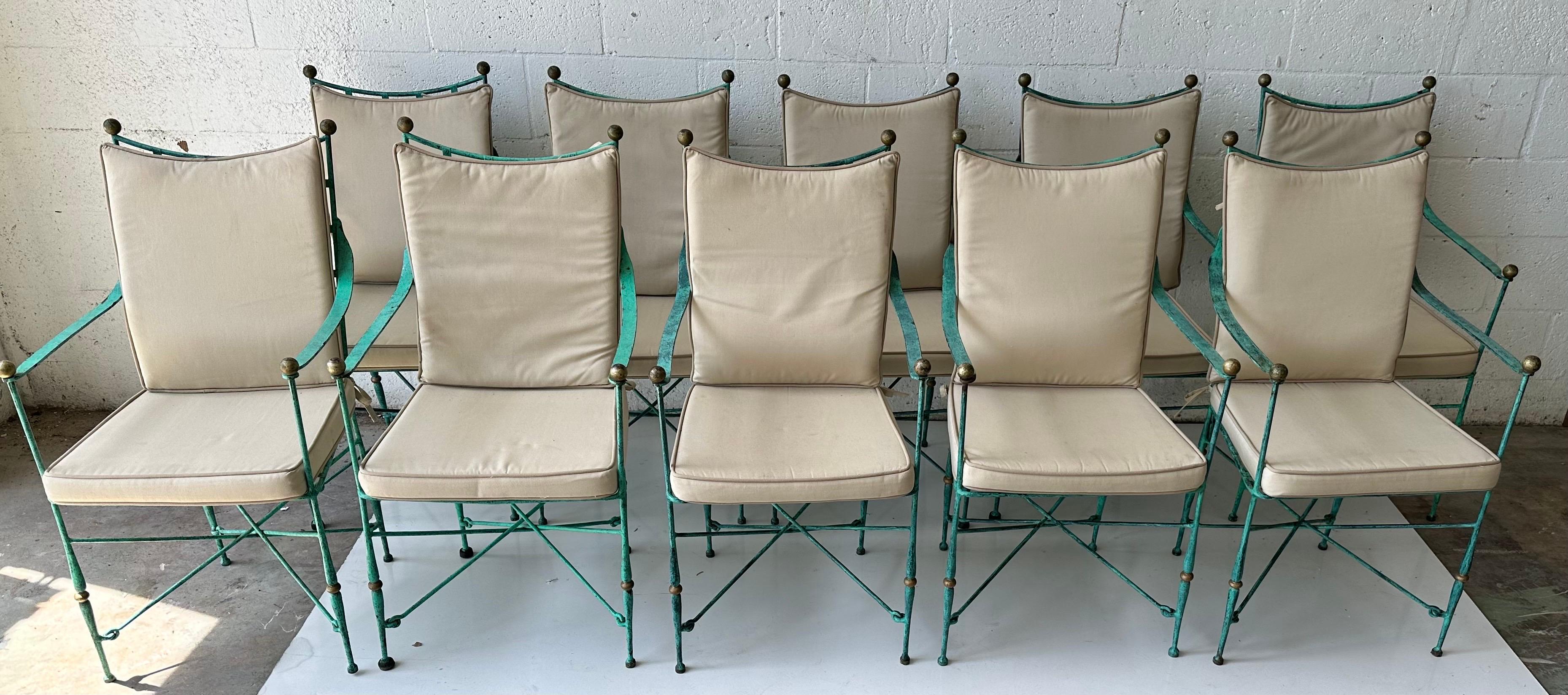 Wrought Iron Set of 10 Maison Jansen  Style wrought  iron Armchair  For Sale