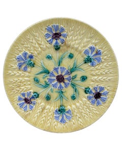 Juego de 10 platos de mayólica y 3 bolsillos de pared Circa 1890