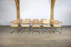 Set of 10 Marcel Breuer B32 Chrome and Webbing Cesca Dining Chairs, Italy 1960s