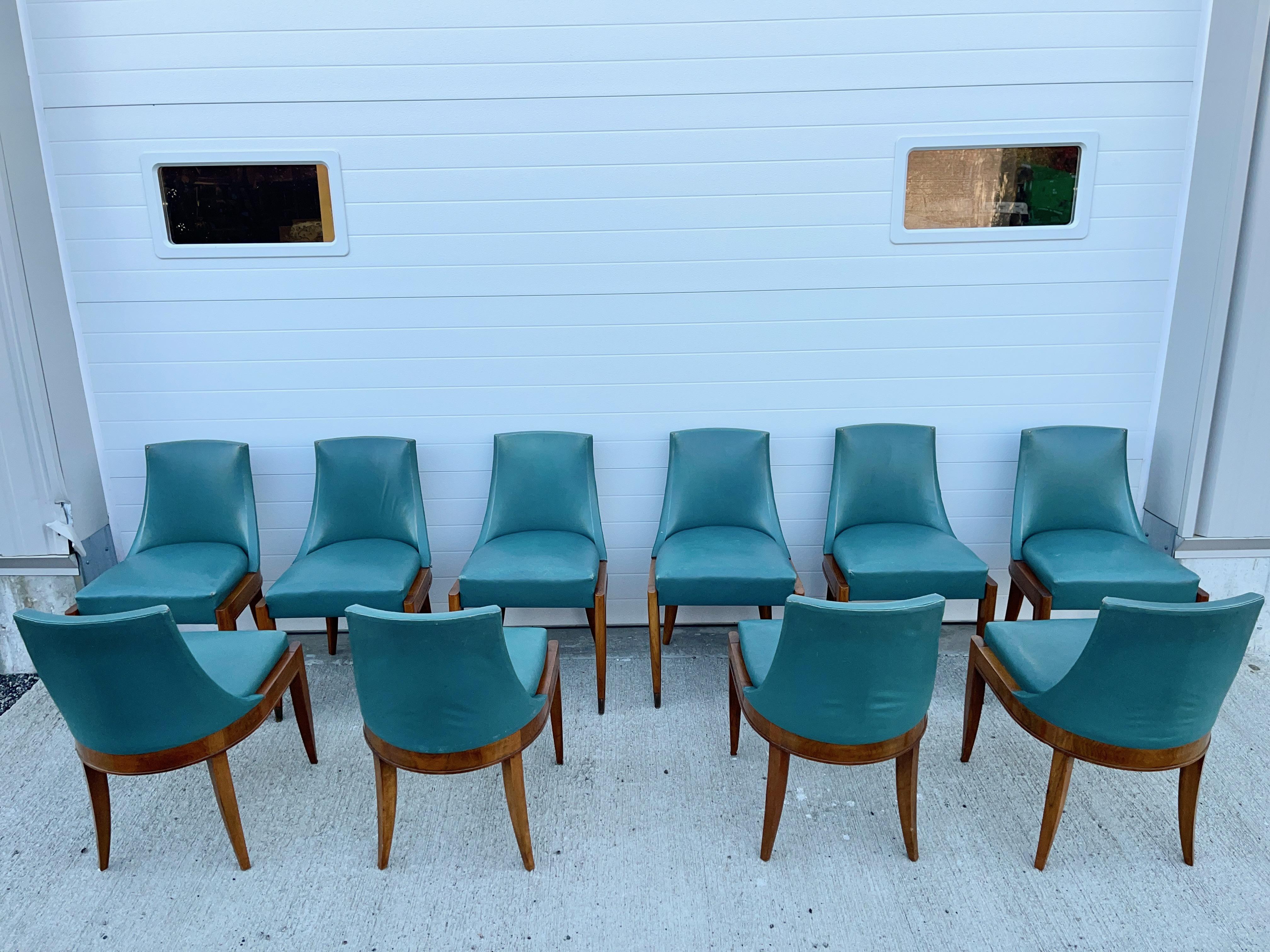 Set of 10 Maurice Jallot Gondola Dining Chairs 3