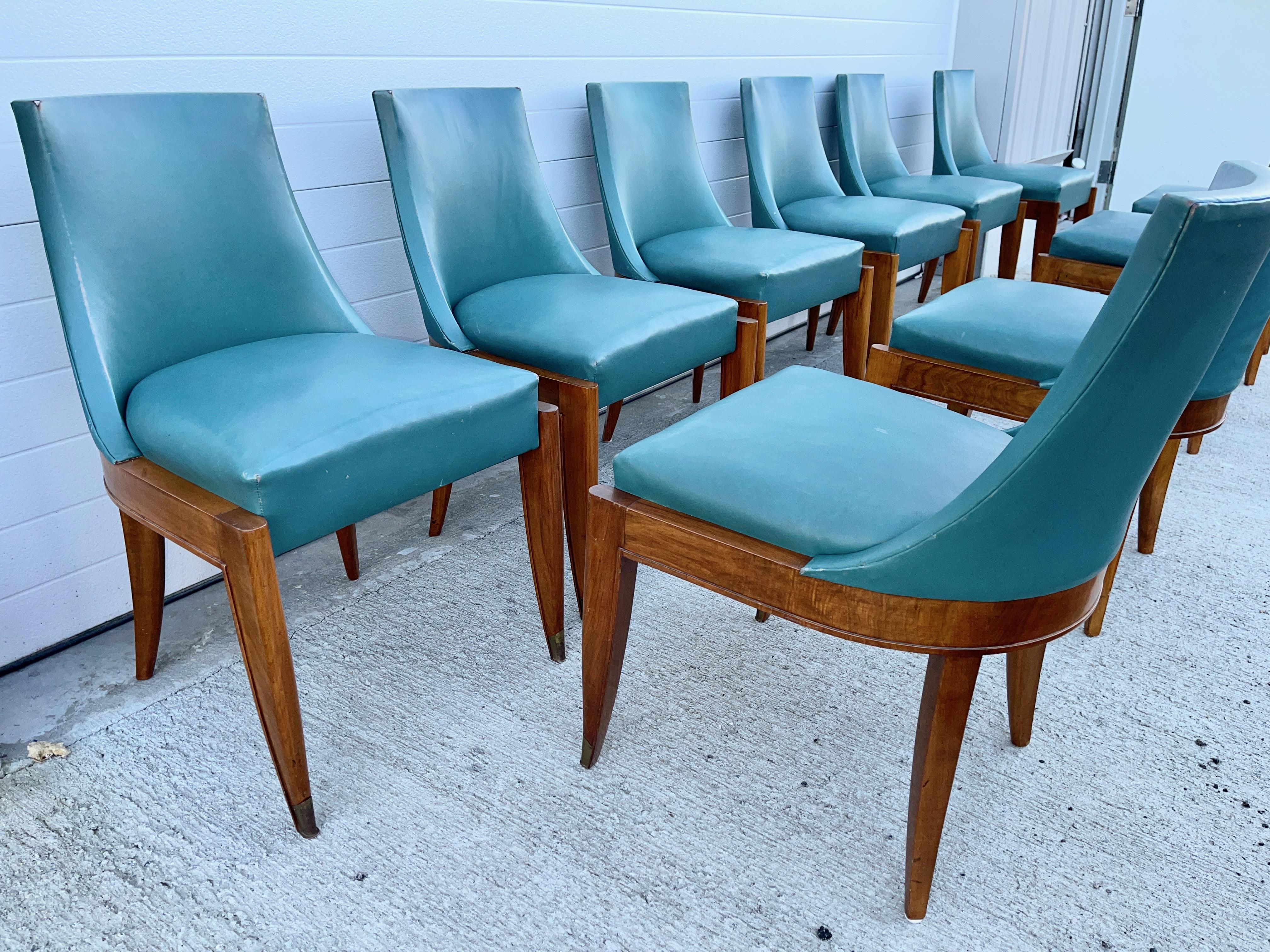 Set of 10 Maurice Jallot Gondola Dining Chairs 6