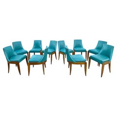 Set of 10 Maurice Jallot Gondola Dining Chairs