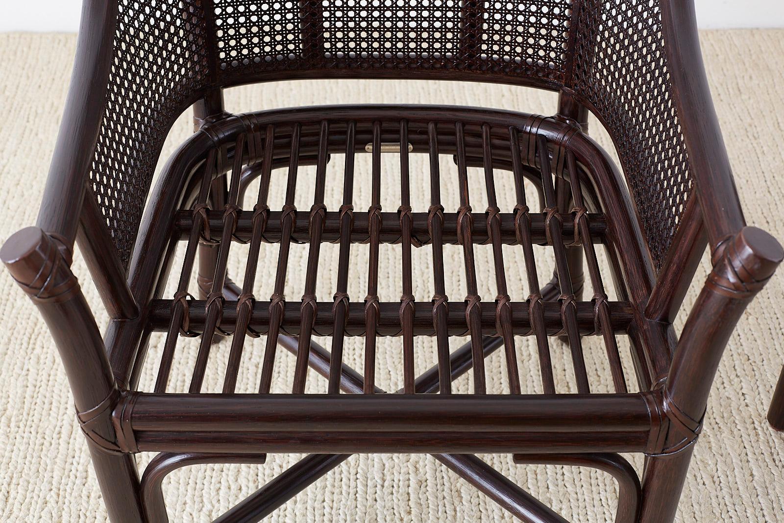 Set of 10 McGuire Rattan Cane Belden Dining Chairs 1