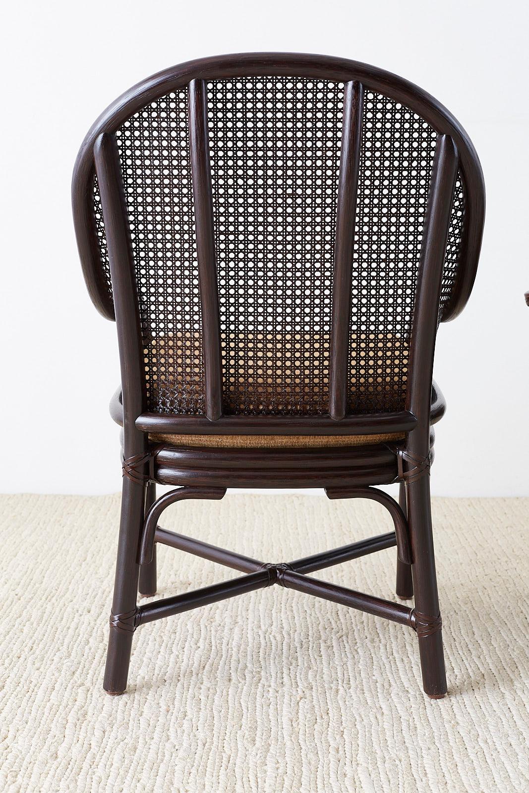 Set of 10 McGuire Rattan Cane Belden Dining Chairs 7