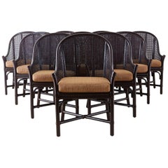 Set of 10 McGuire Rattan Cane Belden Dining Chairs