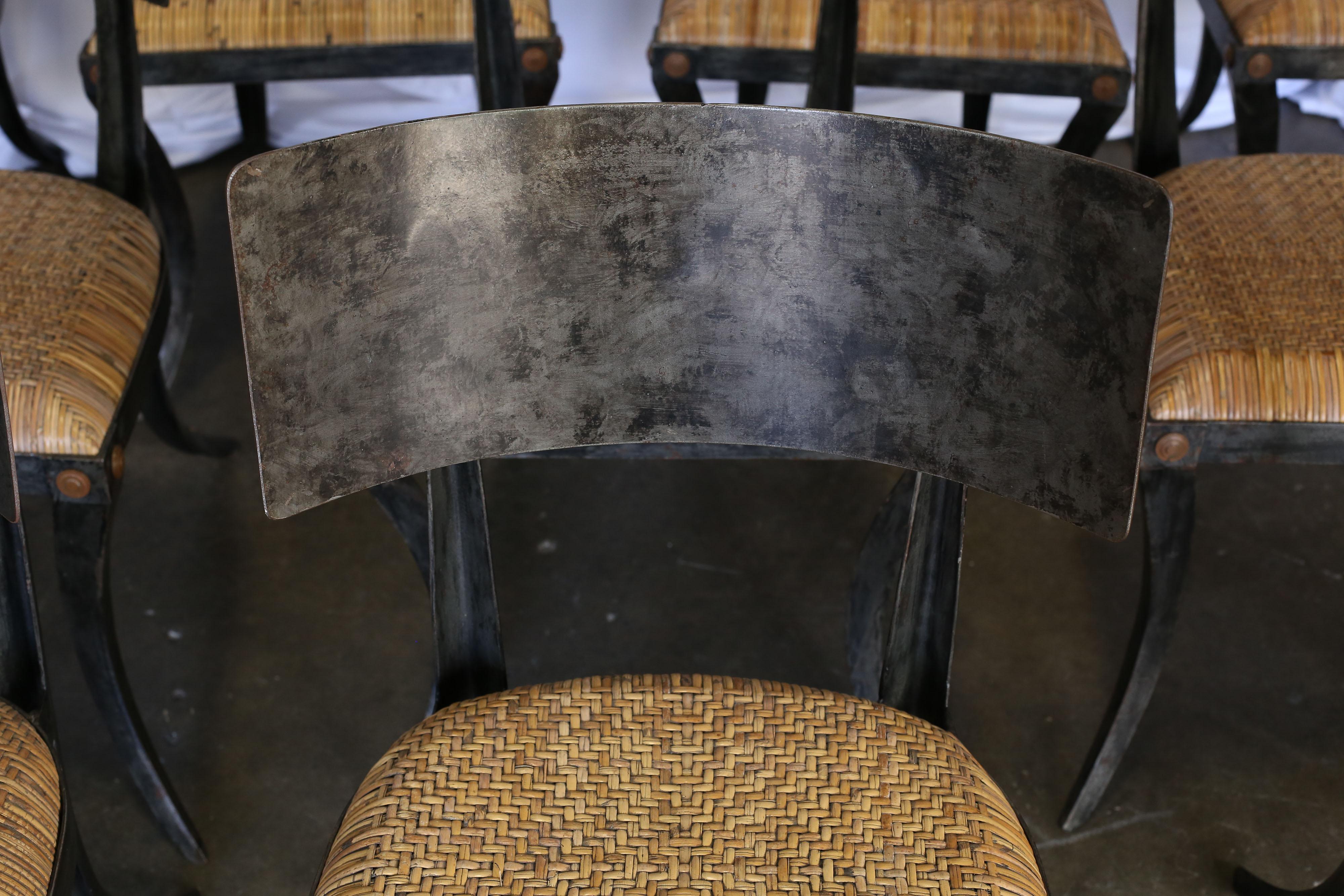 20th Century Set of 10 Metal Klismos Chairs by Ched Berenguer-Topacio For Sale