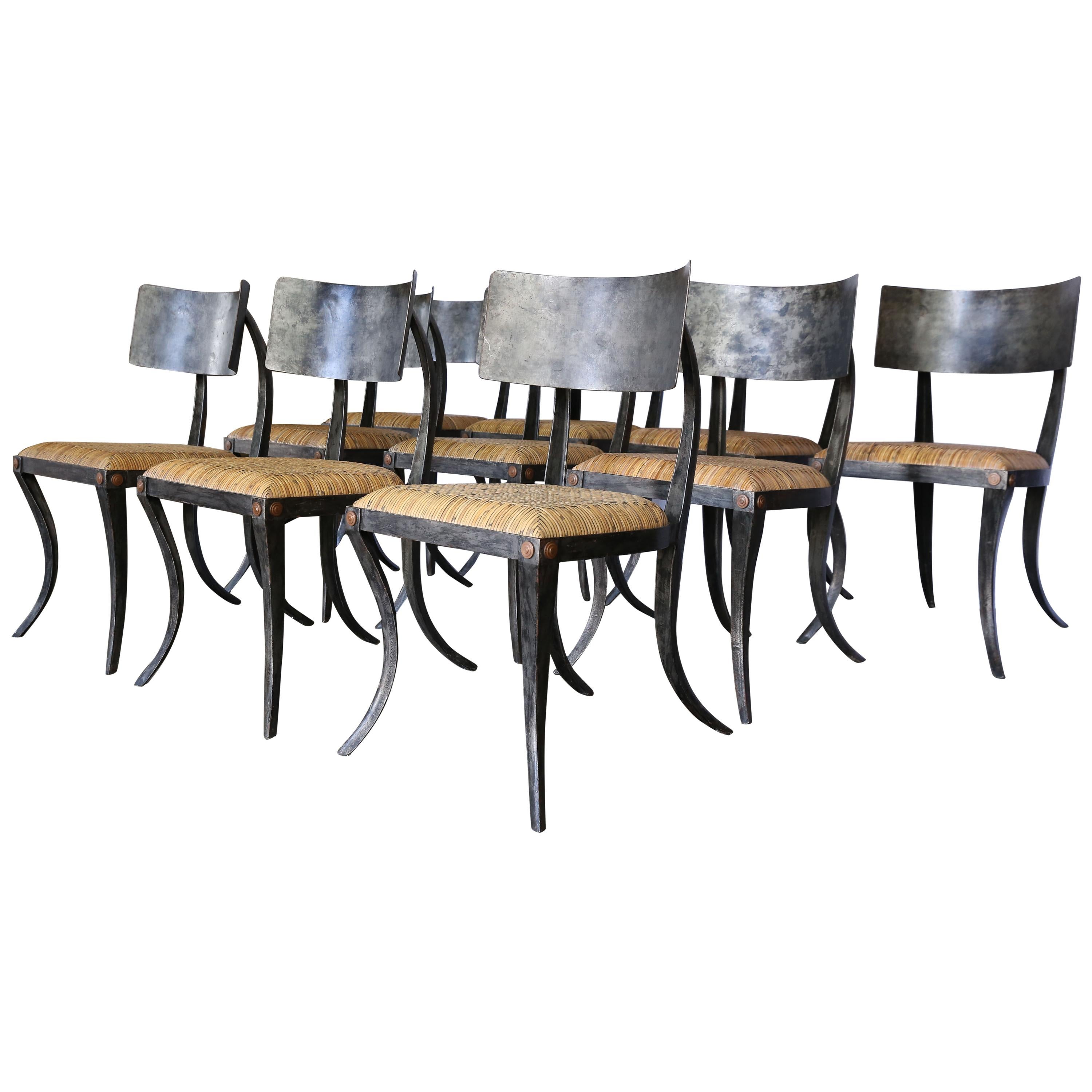 Set of 10 Metal Klismos Chairs by Ched Berenguer-Topacio For Sale