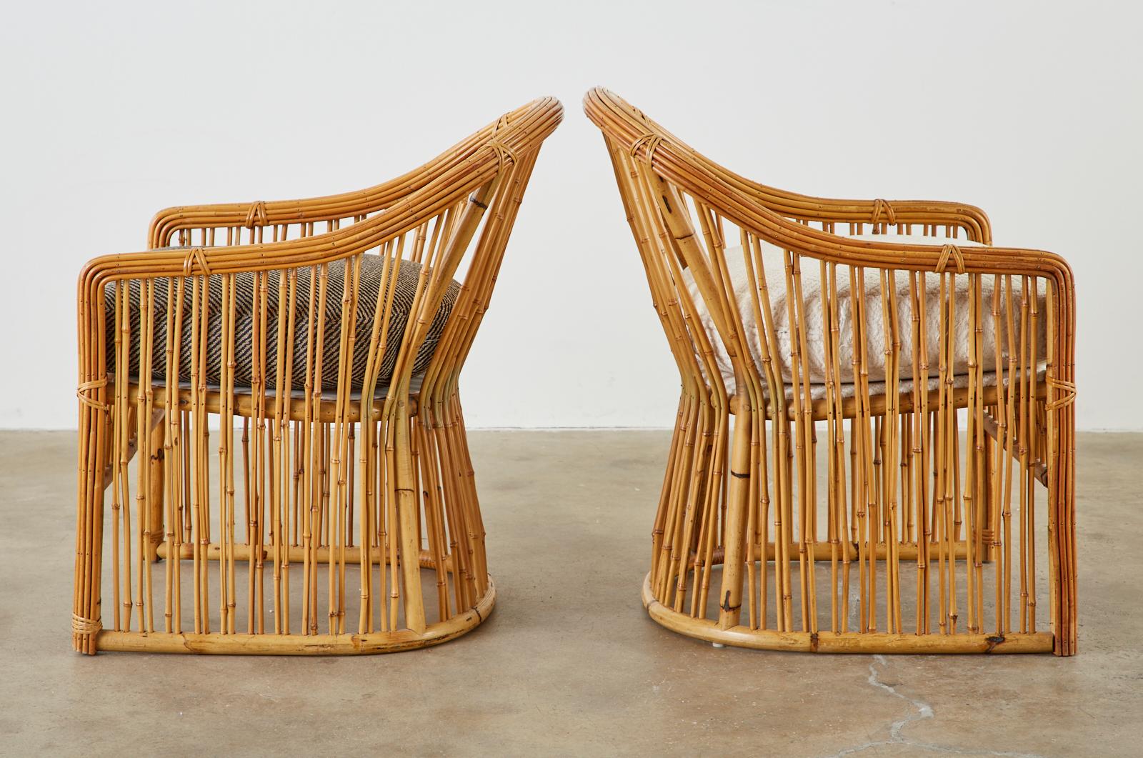Set of Ten Michael Taylor Organic Modern Bamboo Dining Chairs 5