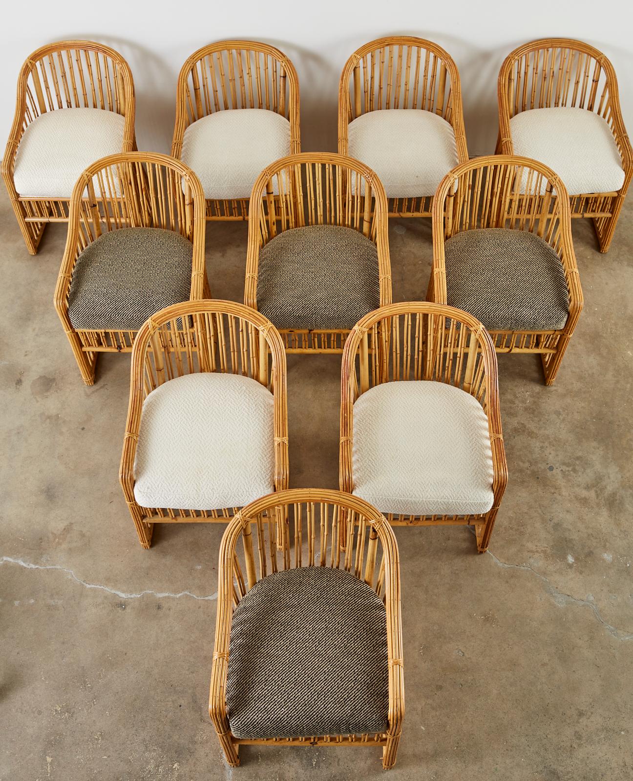 American Set of Ten Michael Taylor Organic Modern Bamboo Dining Chairs