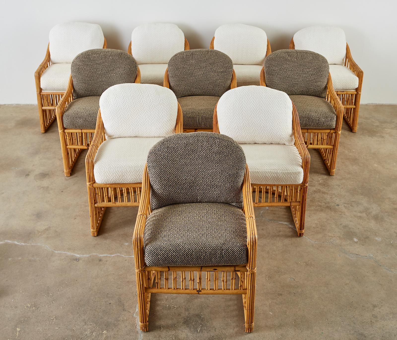 Set of Ten Michael Taylor Organic Modern Bamboo Dining Chairs In Good Condition In Rio Vista, CA