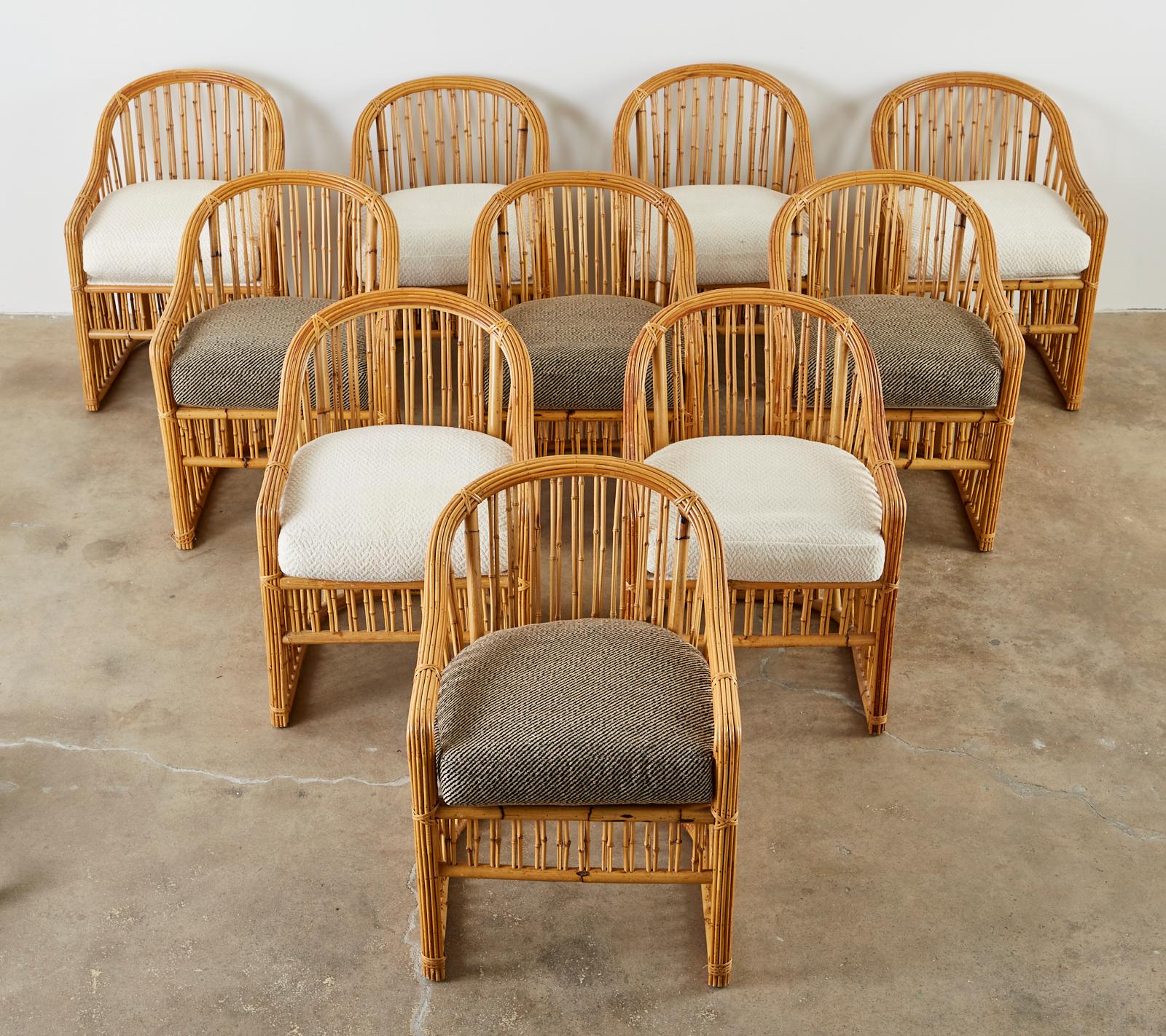 20th Century Set of Ten Michael Taylor Organic Modern Bamboo Dining Chairs