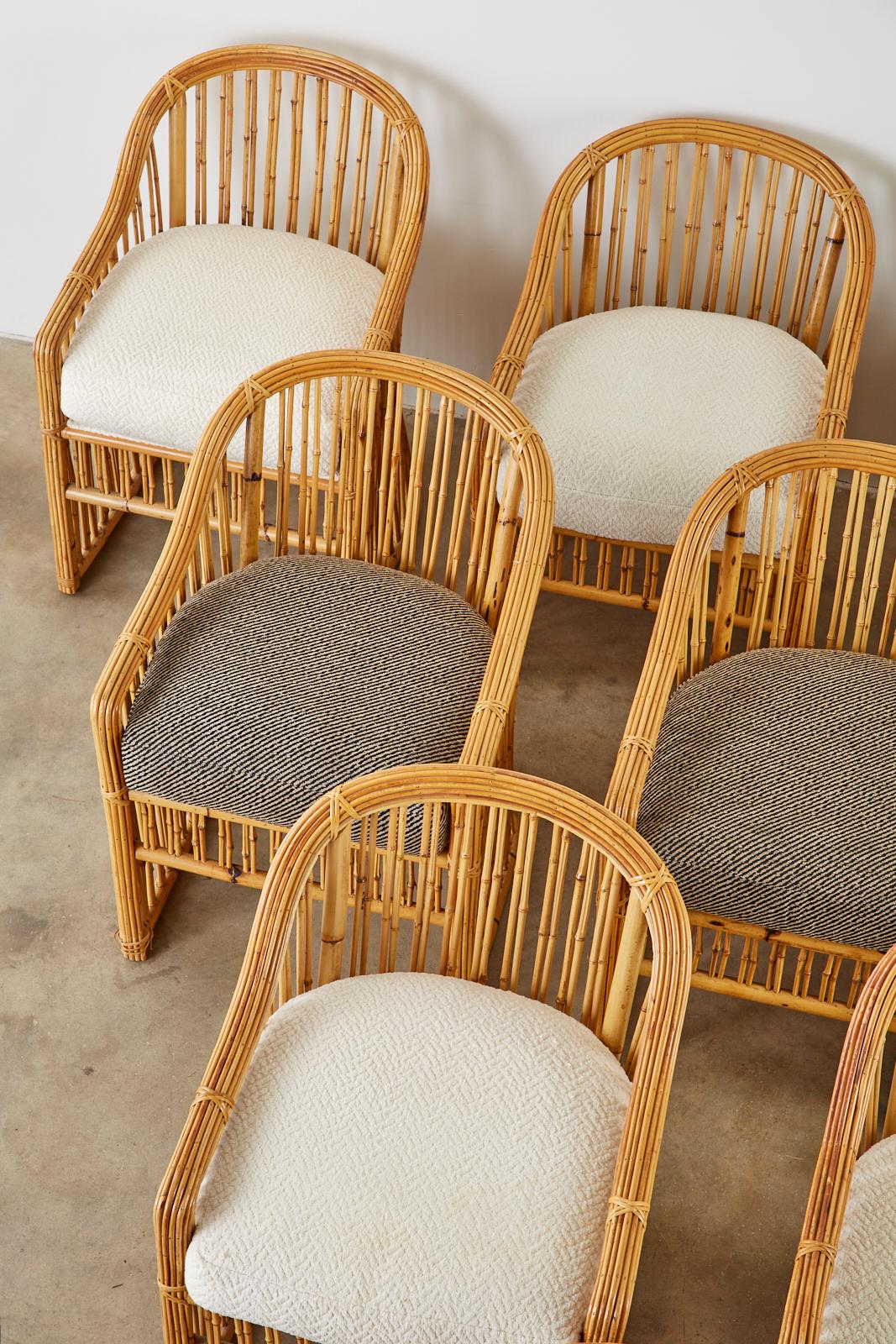 Rattan Set of Ten Michael Taylor Organic Modern Bamboo Dining Chairs