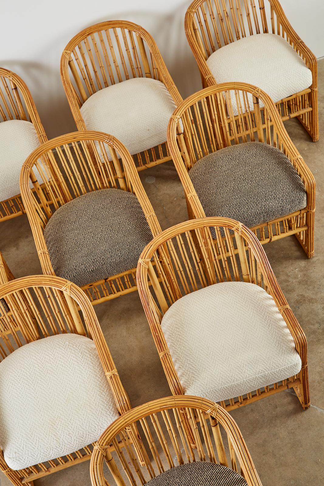 Set of Ten Michael Taylor Organic Modern Bamboo Dining Chairs 1