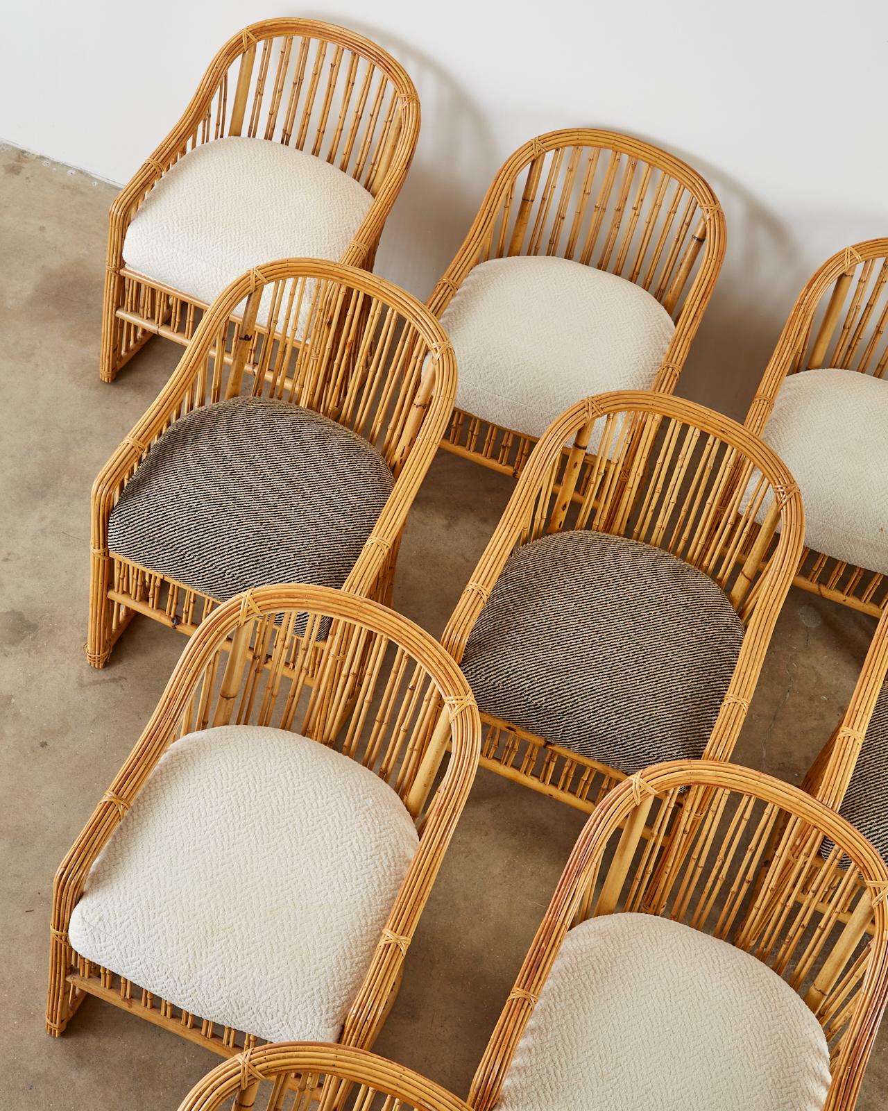 Set of Ten Michael Taylor Organic Modern Bamboo Dining Chairs 2