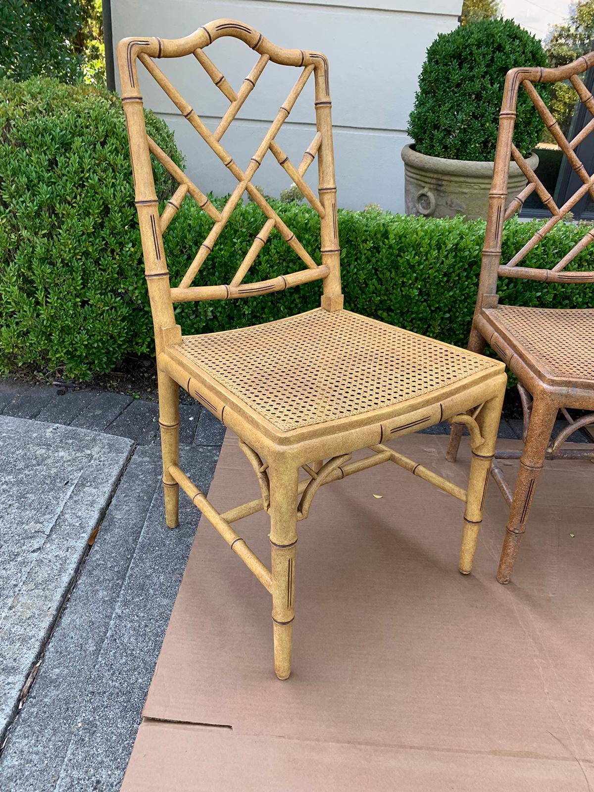Set of 10 Mid-20th Century Faux Bamboo Dining Chairs with Cane Seats 1