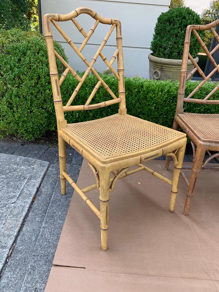 Set of 10 Mid20th Century Faux Bamboo Dining Chairs with Cane Seats at