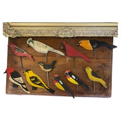 Set of 10 Mid-20th Century Hand-Painted Folk Art Mostly Wooden Bird Silhouettes