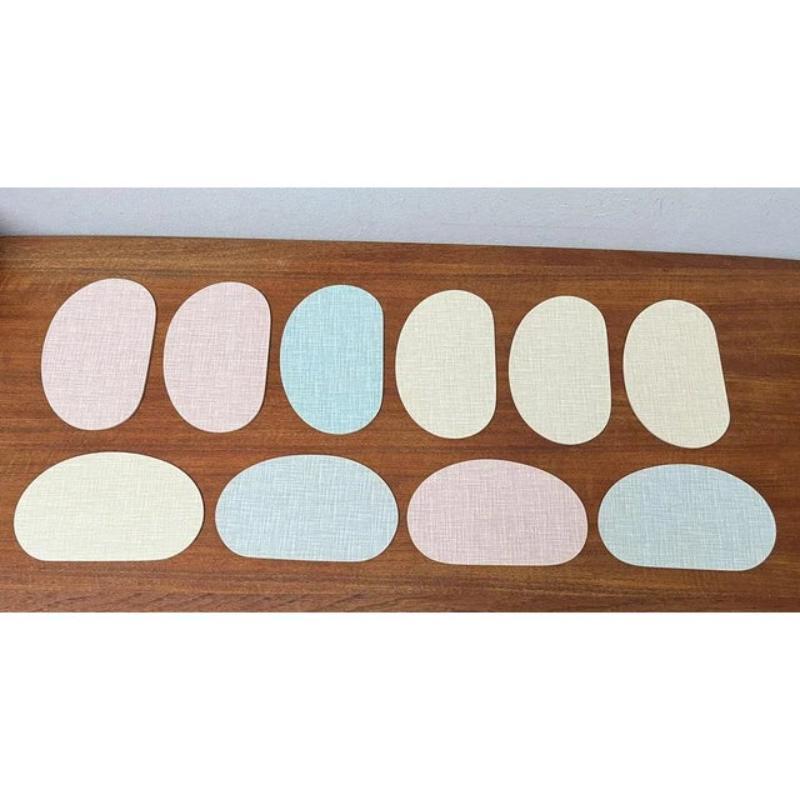 Mid-Century Breakfast Cutting Boards, 1960s, Set of 10, in Very Good conditions. Designed 1960 to 1969

Additional information:
Materials: Plastic, Wood
Color: Blue
Styles: Mid-Century Modern
Item Type: Vintage, Antique or Pre-owned
Diamension:
