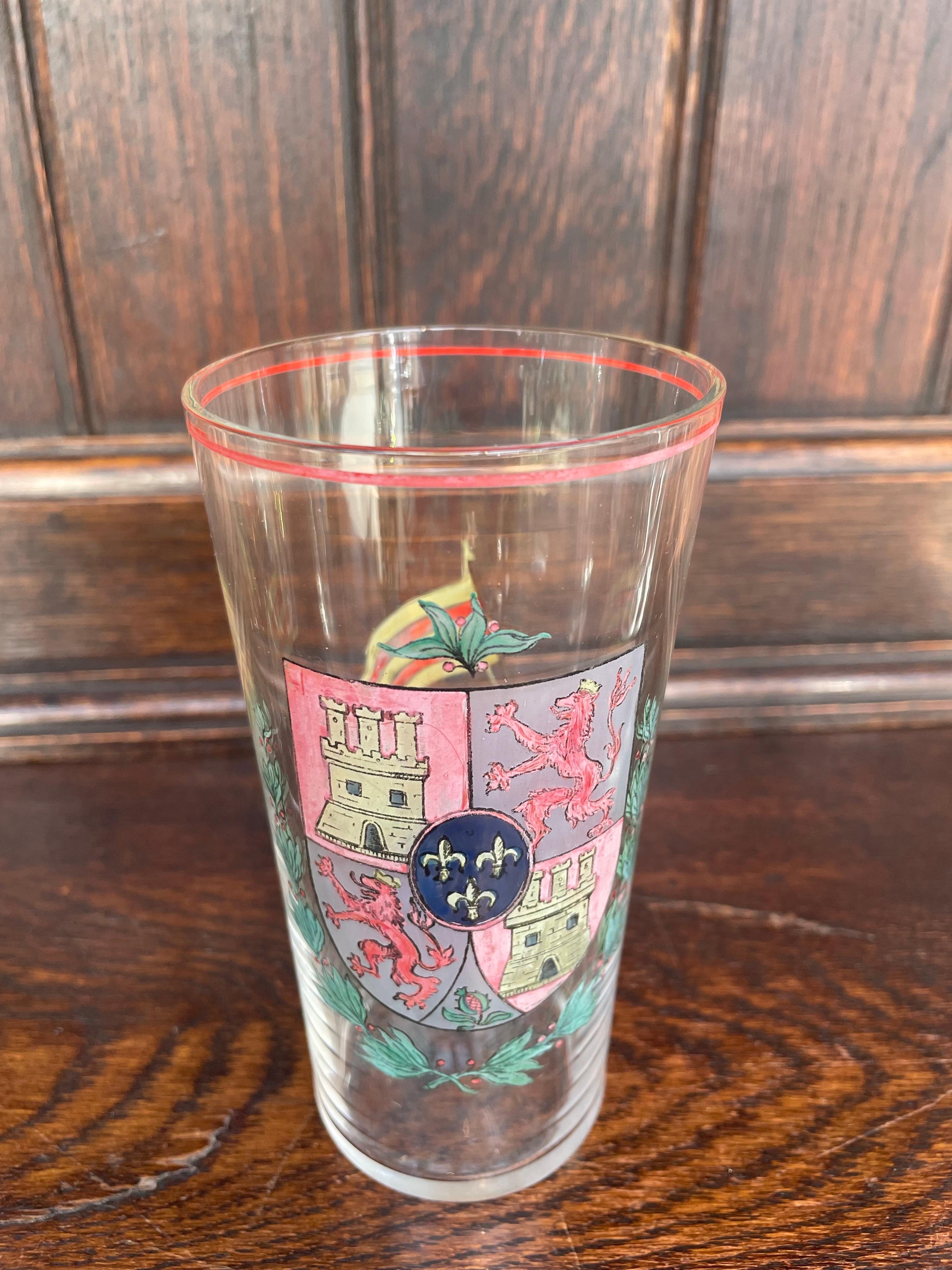 Lot de 10 verres Highball de style héraldique peints à la main et datant du milieu du siècle dernier en vente 2