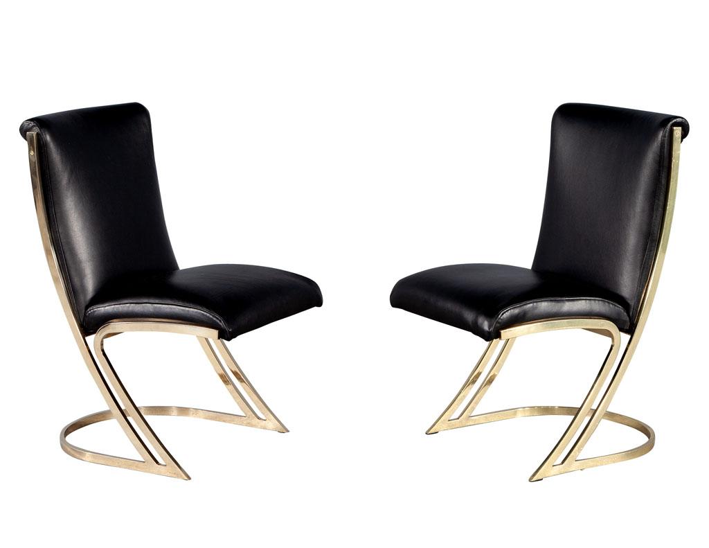 leather and brass dining chairs