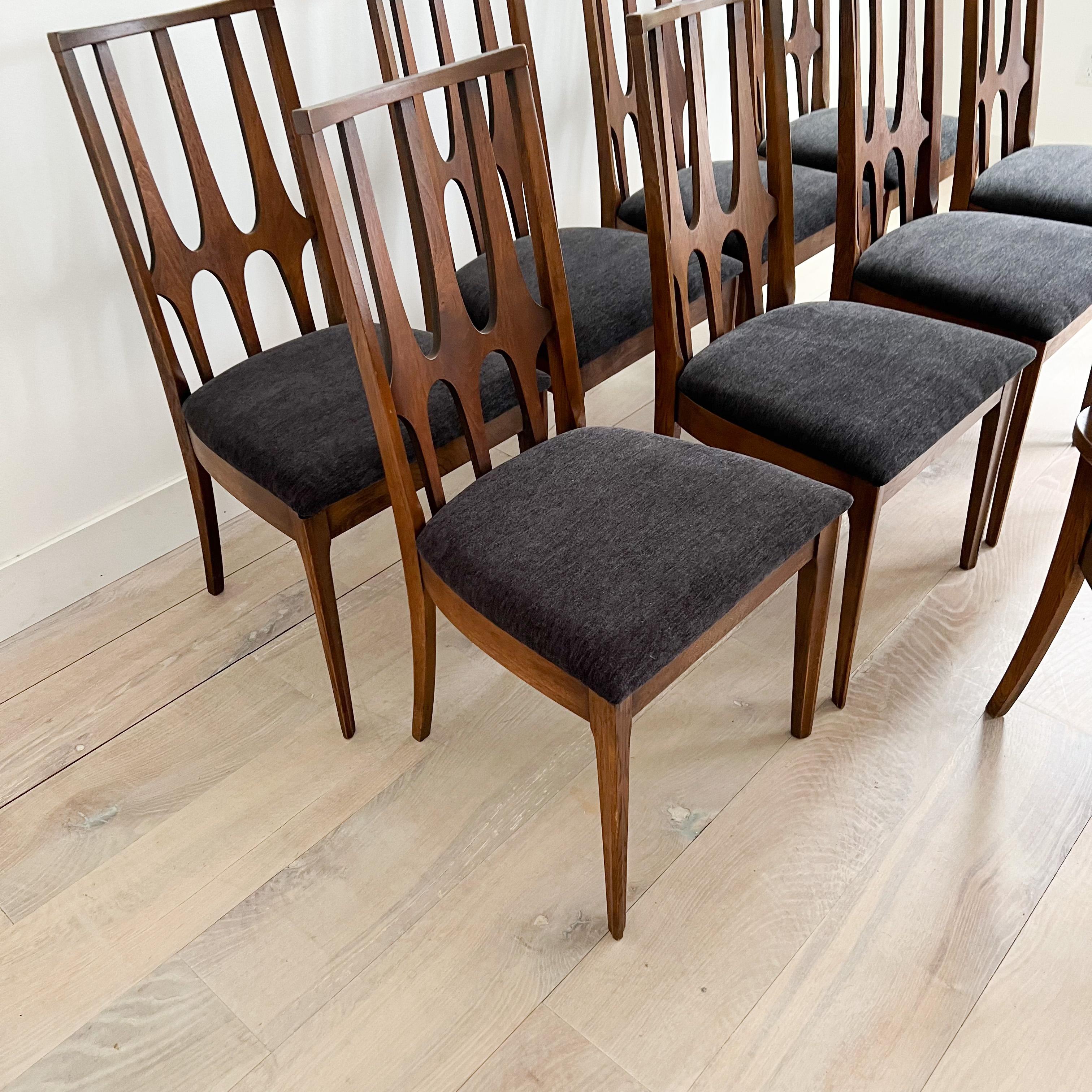 Ensemble de 10 chaises de salle à manger Broyhill Brasilia modernes du milieu du siècle dernier avec tapisserie neuve 7