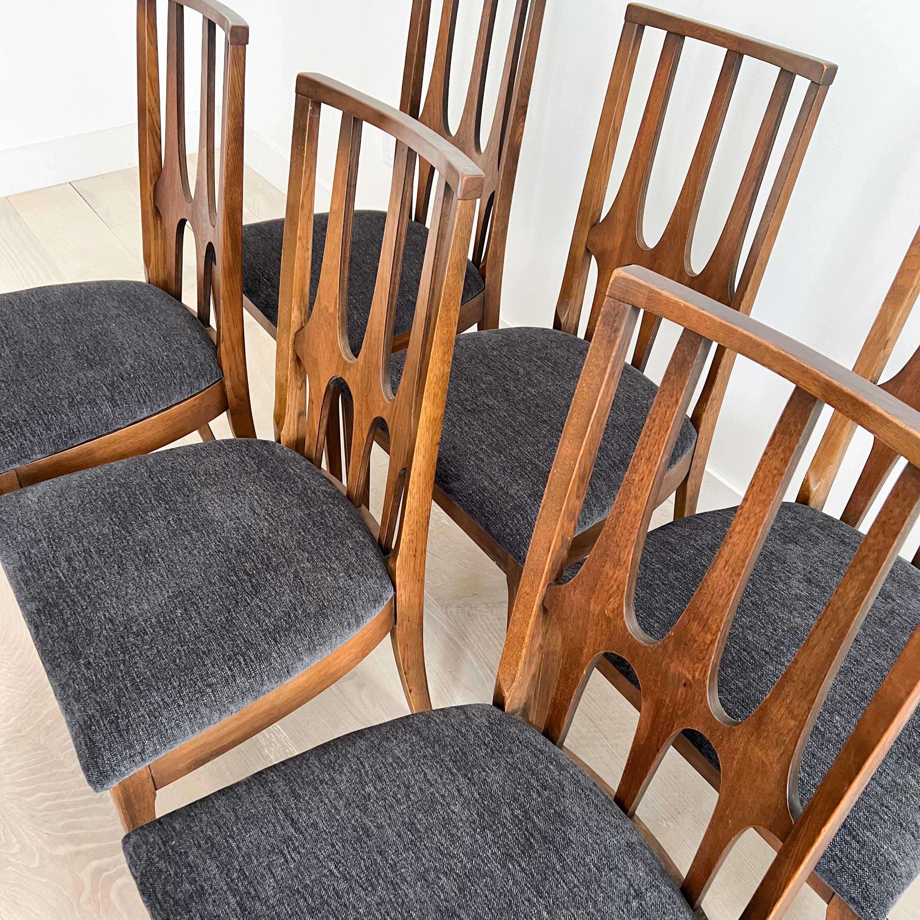 Ensemble de 10 chaises de salle à manger Broyhill Brasilia modernes du milieu du siècle dernier avec tapisserie neuve 11