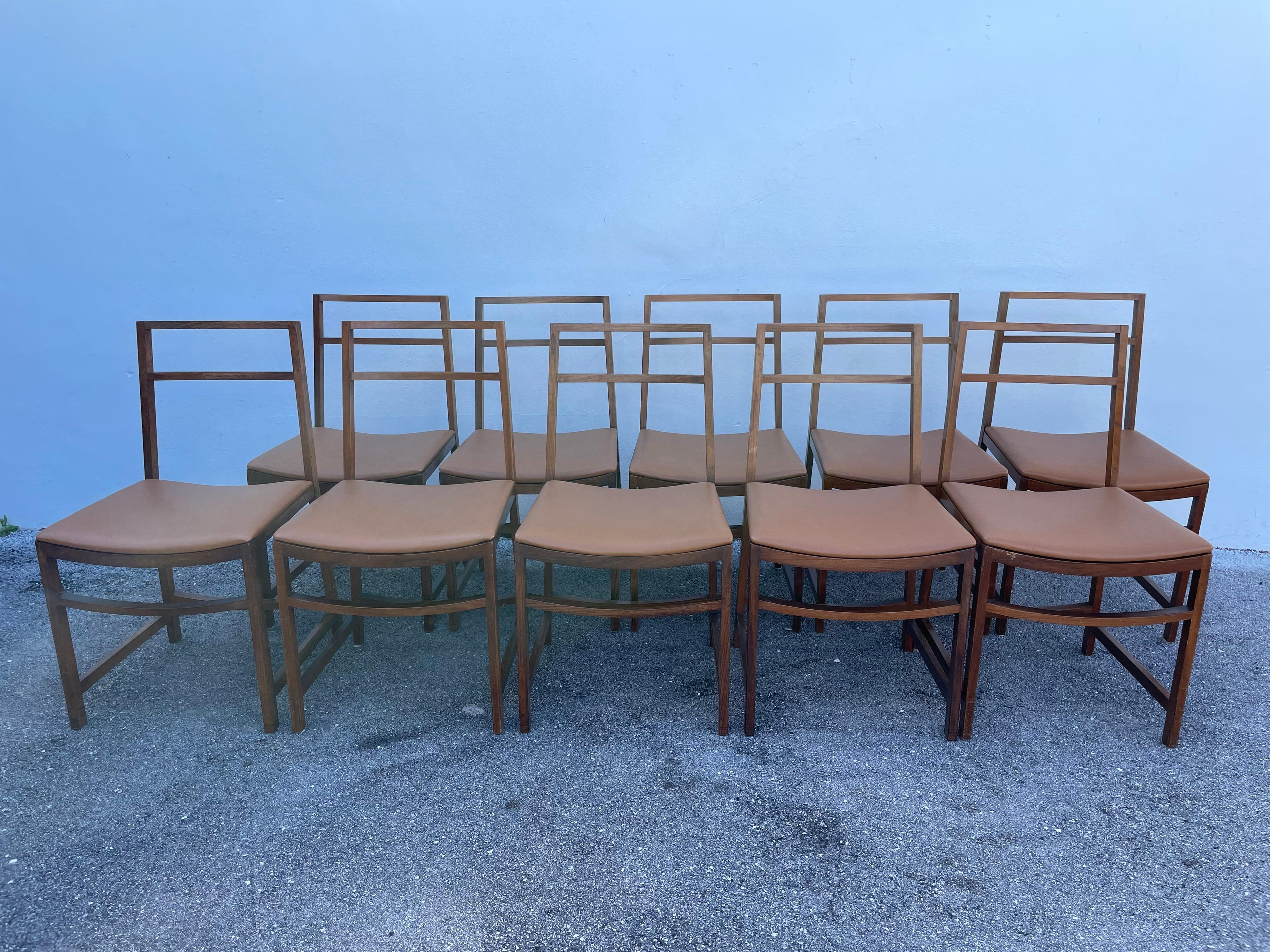 Wood Set of 10 Mid-Century Modern Dining Chairs by Renato Venturi for MIM Roma For Sale