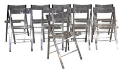 Set of 10 Mid-Century Modern Lucite and Chrome Folding Dining Chairs