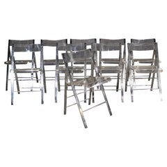 Set of 10 Mid-Century Modern Lucite and Chrome Folding Dining Chairs