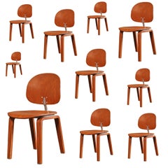 Set of 10 Mid-Century Modern Piretti Xylon Bent Plywood Dining Chairs