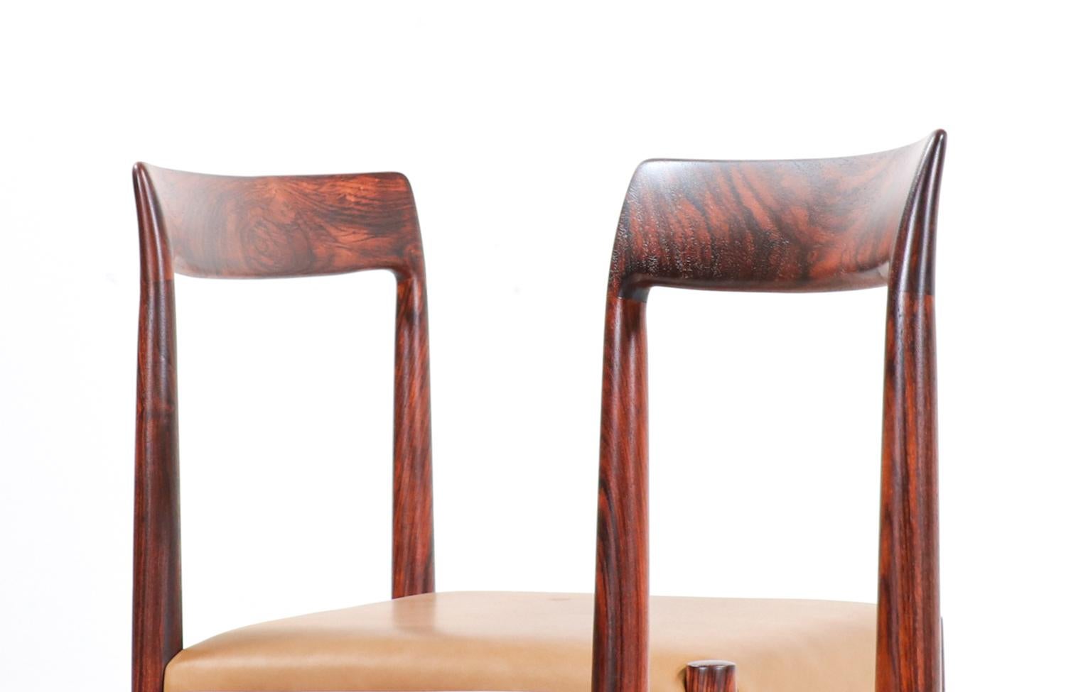 Set of 10 Mid-Century Modern Rosewood and Leather Dining Chairs by Lübke 2