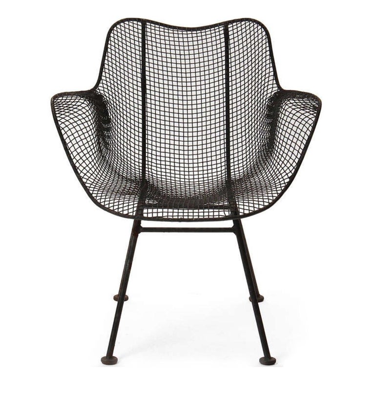 Set of (10) mid century Russell Woodard sculptura mesh organically sculpted Patio armchairs. Very Iconic Designed outdoor Patio Chairs. All chairs are original Circa 1960 - they have been repainted with an outdoor black Satin paint. Chairs are