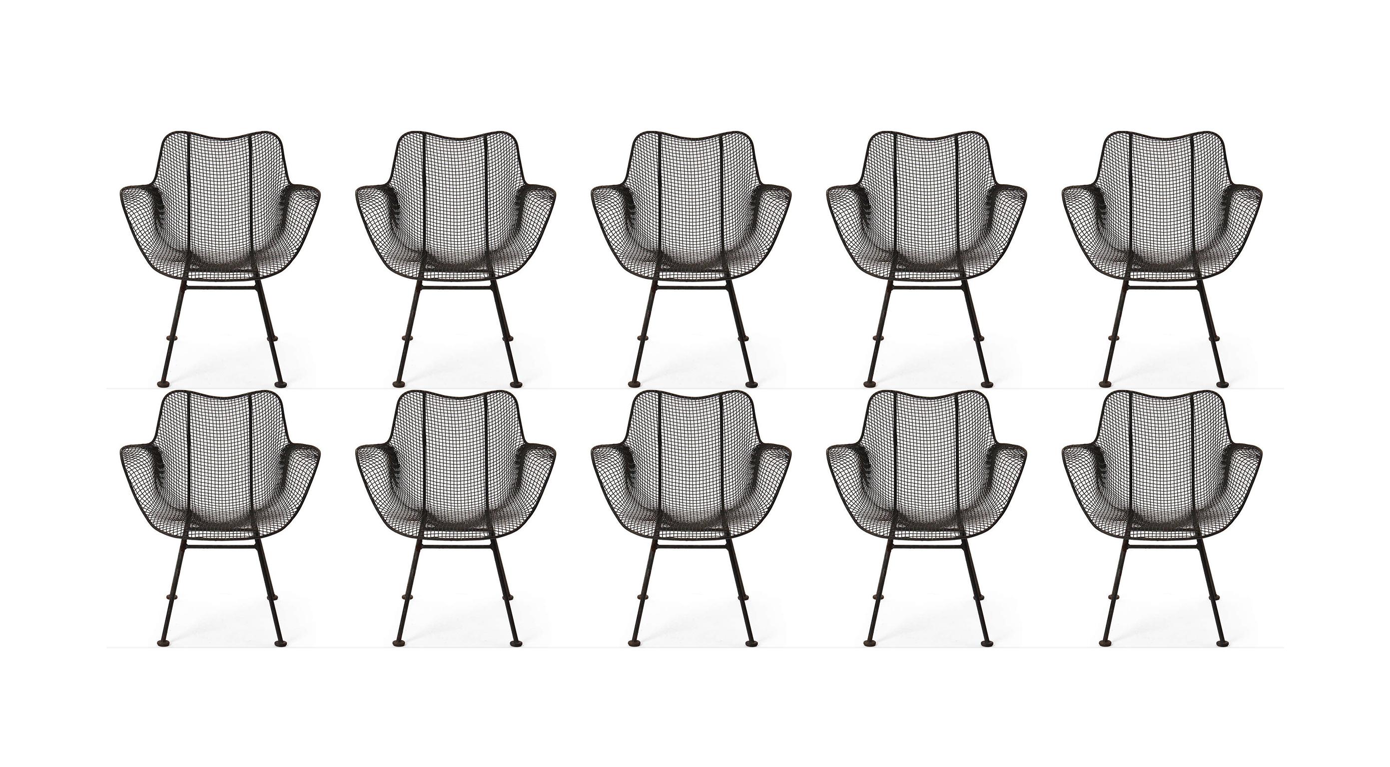 Mid-20th Century Set of '10' Mid Century Russell Woodard Sculptura Mesh Sculpted Patio Armchairs