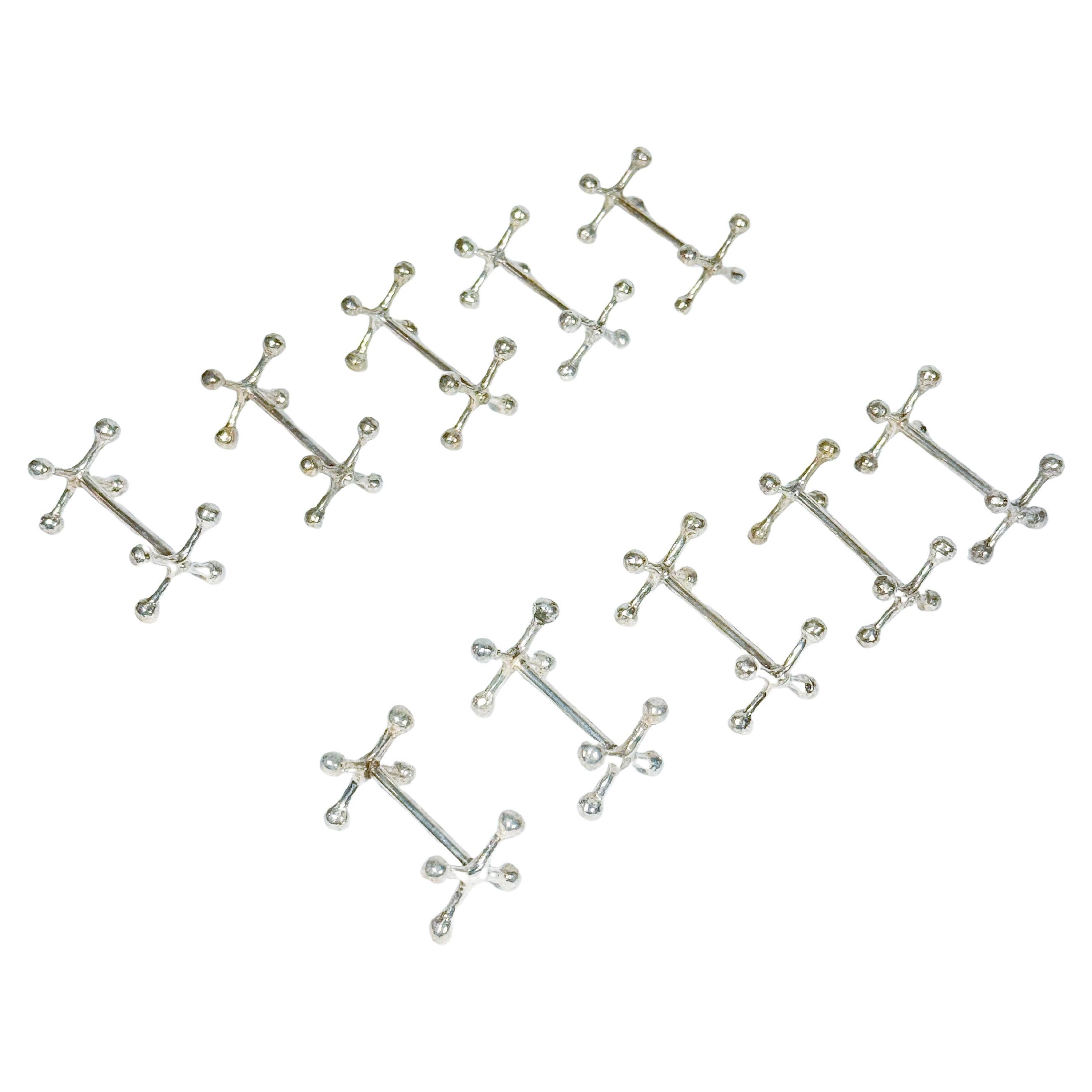 Set of 10 Mid-Century Silver-Plated Knife Rests, France, 1960s