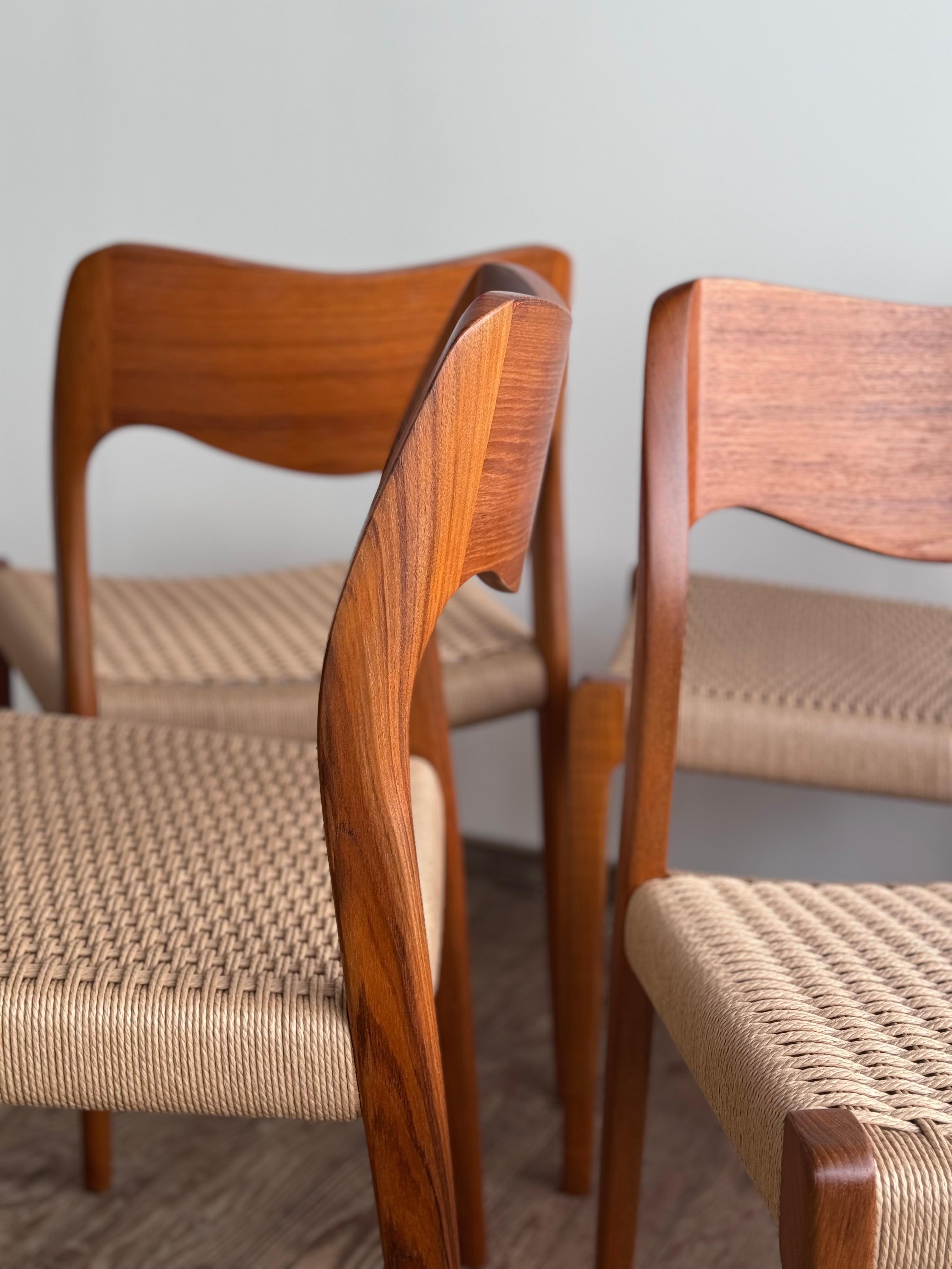 Mid-20th Century Set of 10 Mid-Century Teak Dining Chairs #71 by Niels O. Møller for J. L. Moller