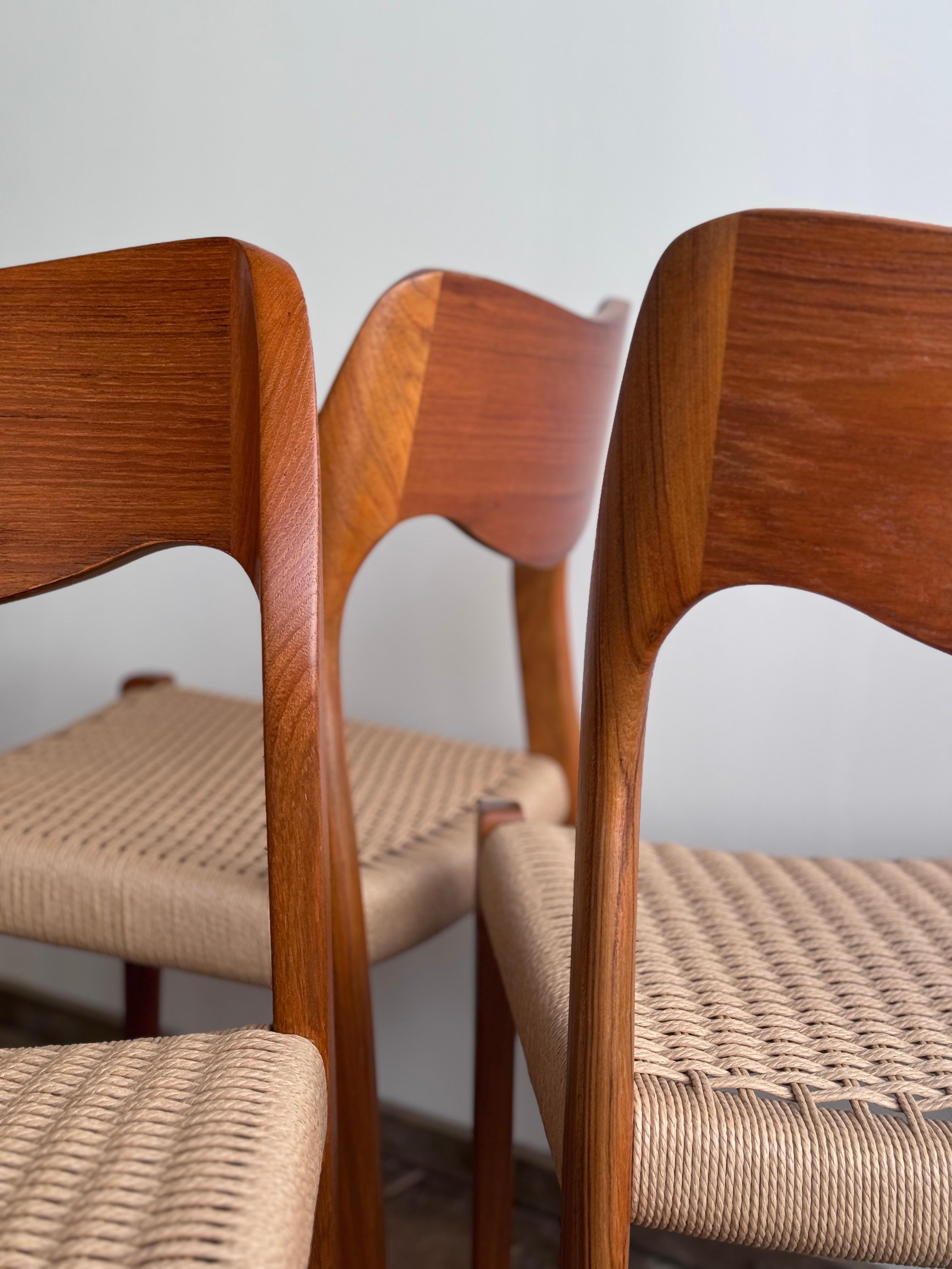 Set of 10 Mid-Century Teak Dining Chairs #71 by Niels O. Møller for J. L. Moller 1