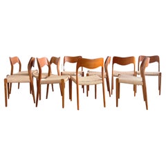 Set of 10 Mid-Century Teak Dining Chairs #71 by Niels O. Møller for J. L. Moller