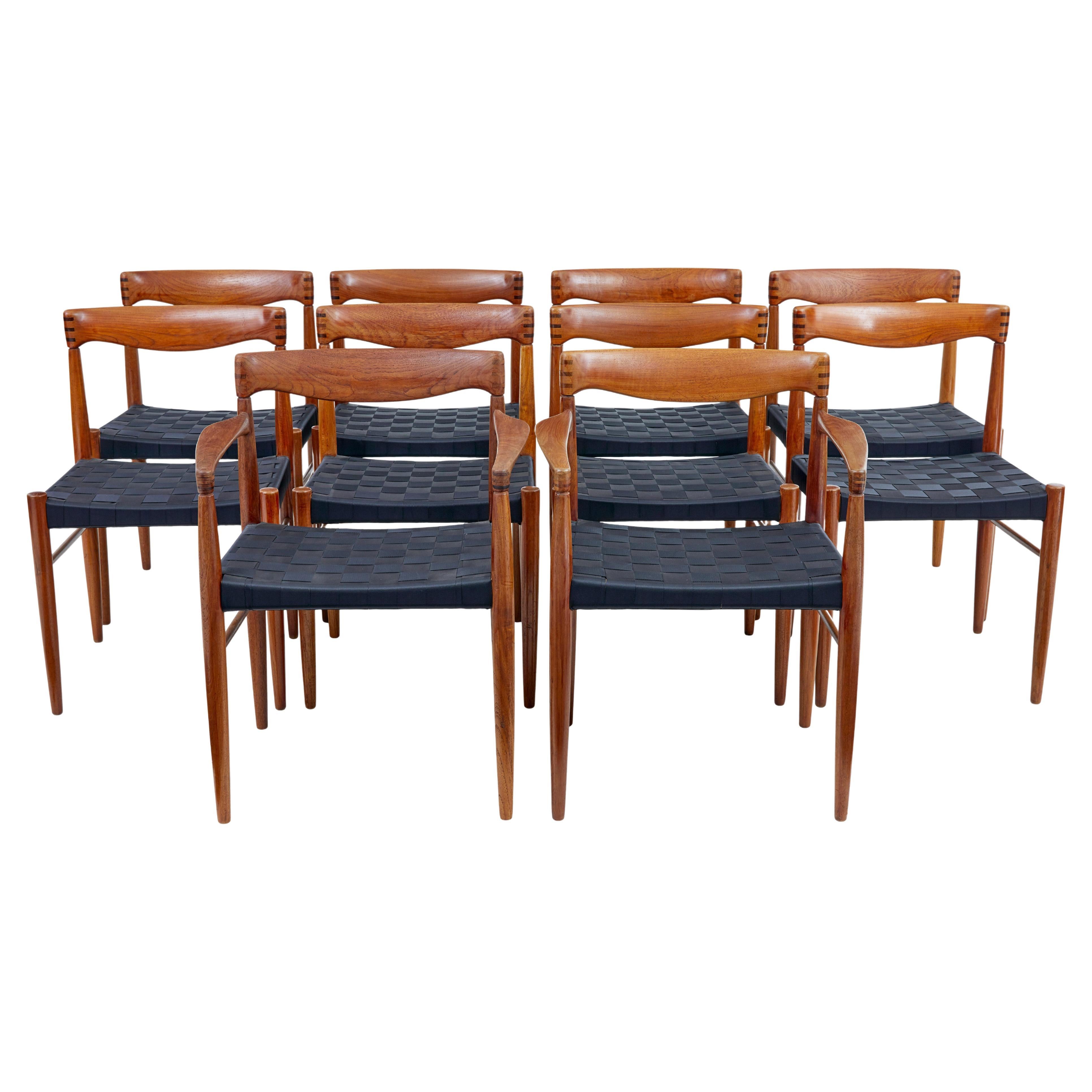Set of 10 mid century teak dining chairs by Bramin