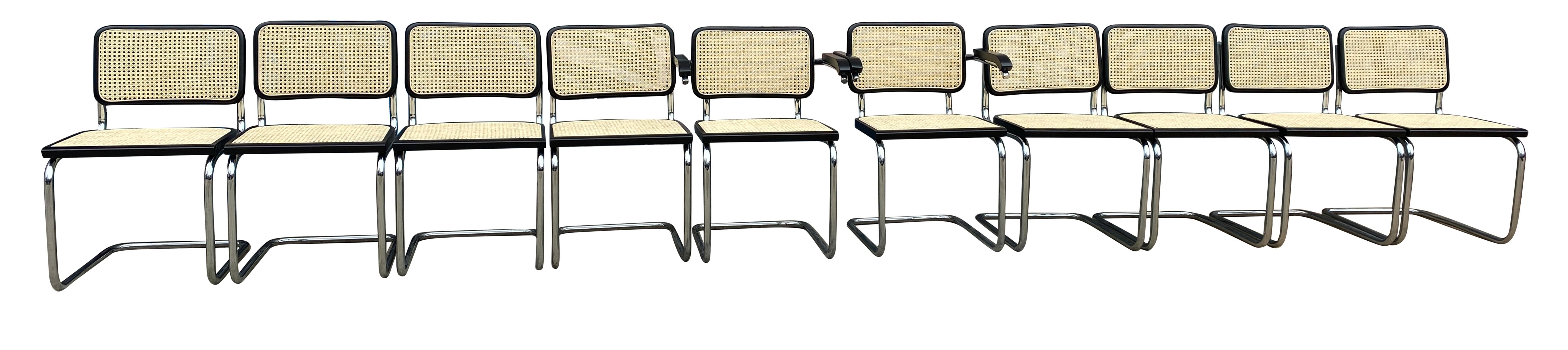 Set of 10 Midcentury Cesca Chairs by Marcel Breuer Thonet In Good Condition In BROOKLYN, NY