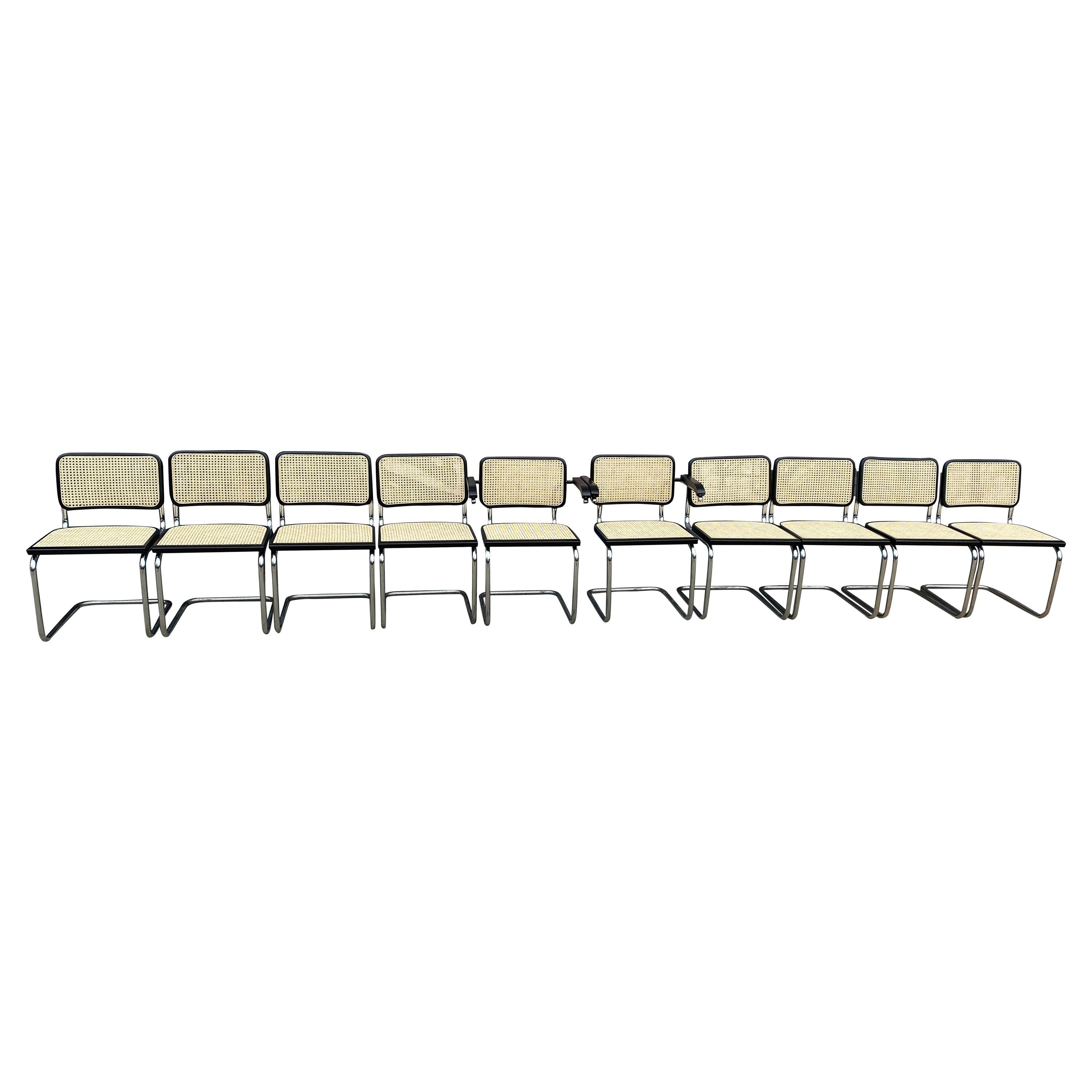 Set of 10 Midcentury Cesca Chairs by Marcel Breuer Thonet