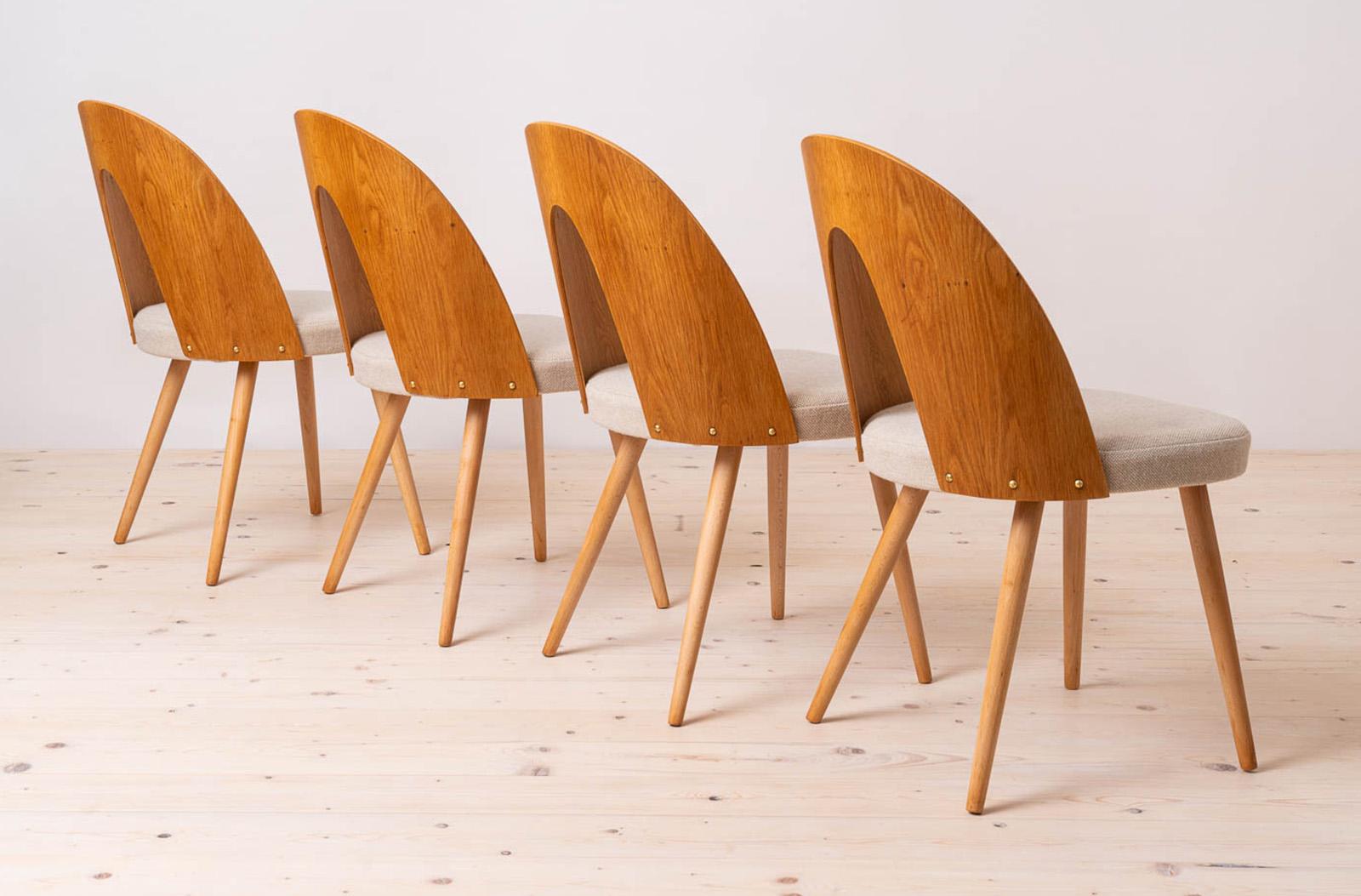 Mid-20th Century Set of 10 MidCentury Dining Chairs by A.Šuman, Customizable Upholstery Available For Sale
