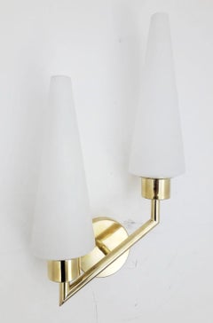 Set of 10 Midcentury Double Cone Stilnovo Sconces