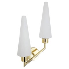 Set of 10 Midcentury Double Cone Stilnovo Sconces