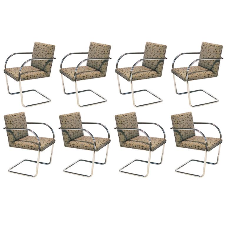 Set of 10 Mies Van Der Rohe Tubular Brno Chairs by Knoll