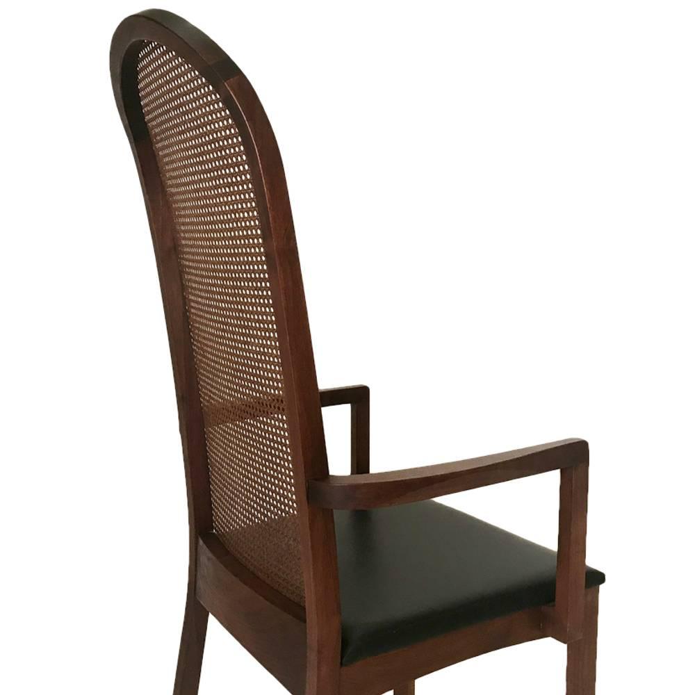 Woven Set of Ten Milo Baughman High Back Cane and Walnut Dining Chairs for Directional